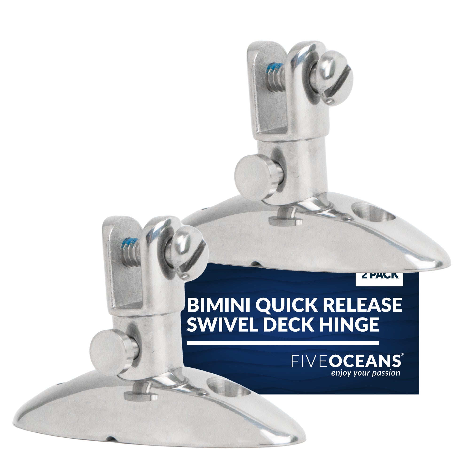 Bimini Quick Release Swivel Deck Hinge, Stainless Steel 2-Pack - FO1529-M2 - Five Oceans
