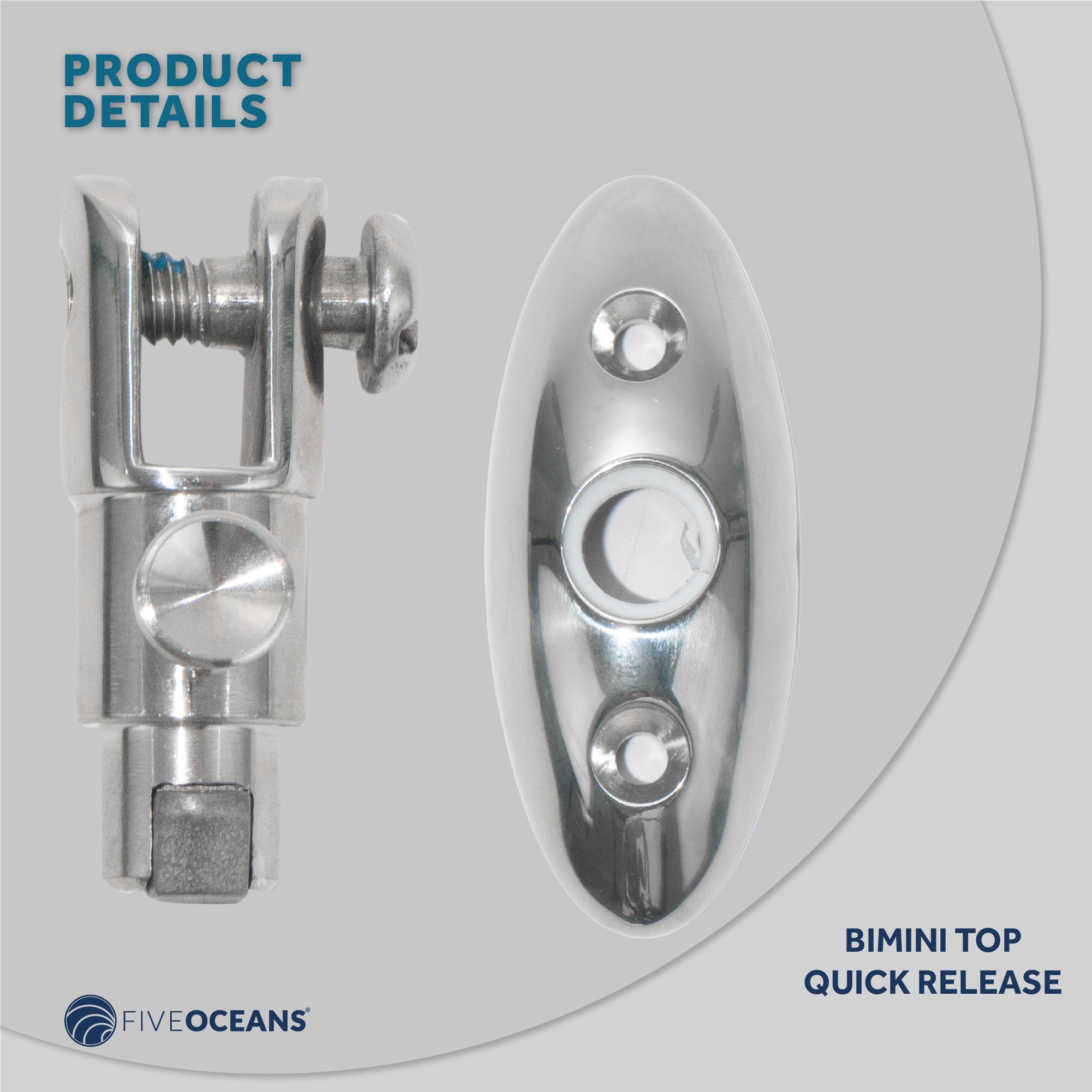 Bimini Quick Release Swivel Deck Hinge, Stainless Steel 2-Pack - FO1529-M2 - Five Oceans