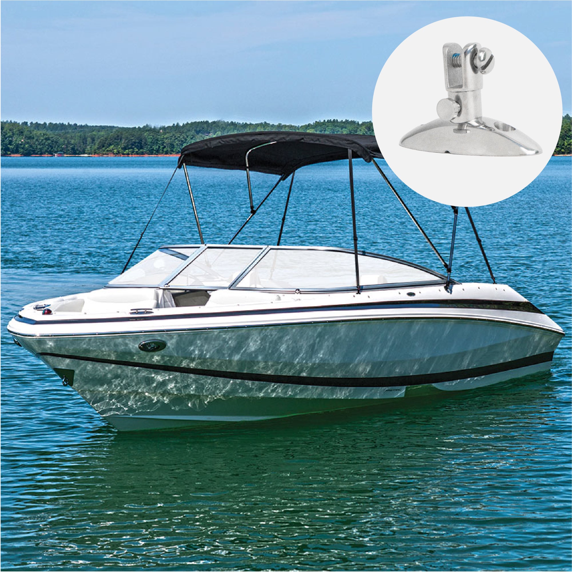Bimini Quick Release Swivel Deck Hinge, Stainless Steel 2-Pack - FO1529-M2 - Five Oceans