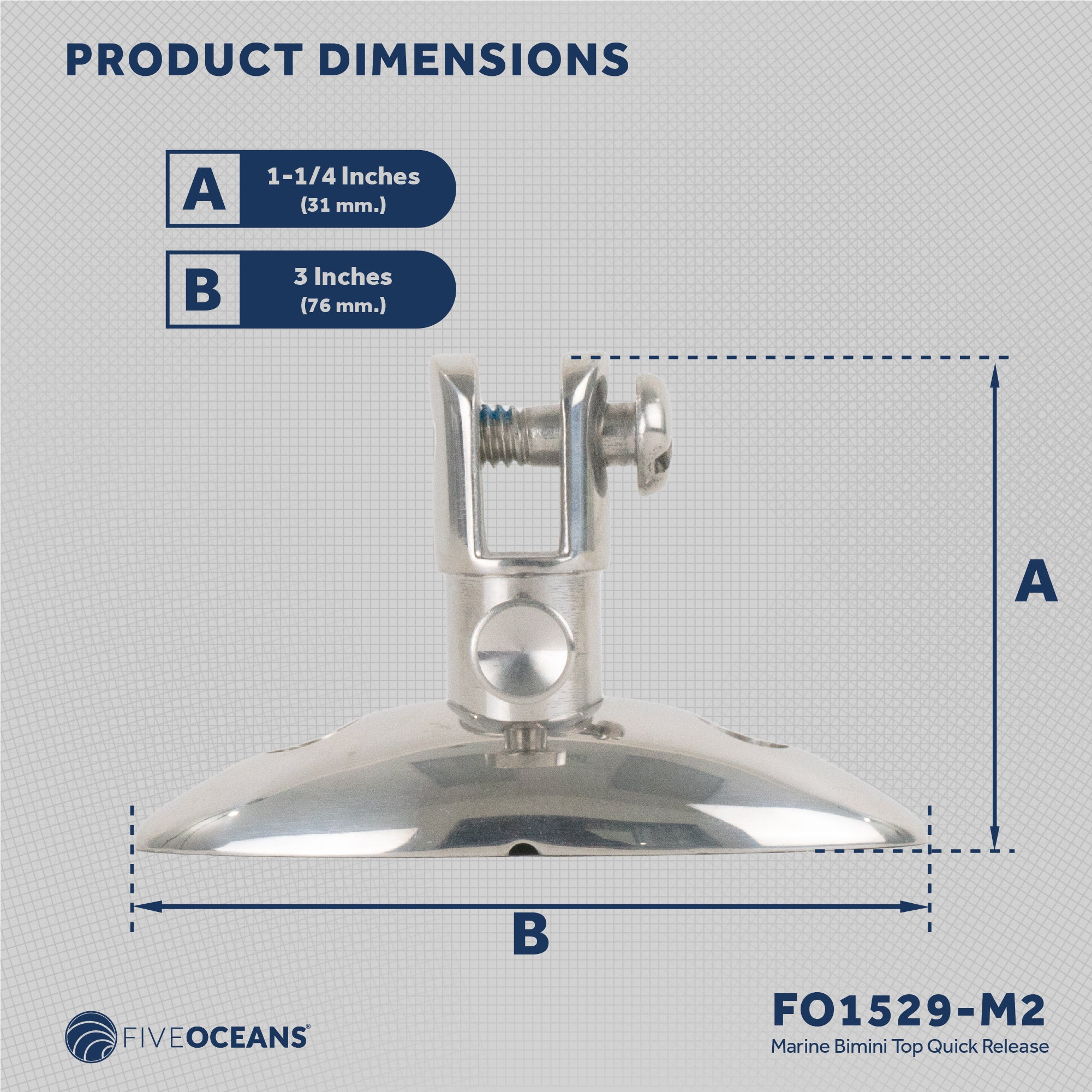 Bimini Quick Release Swivel Deck Hinge, Stainless Steel 2-Pack - FO1529-M2 - Five Oceans