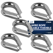 Thimble for 1/4" Wire Rope Cable, Stainless Steel - 5-Pack - FO1576-M5 - Five Oceans