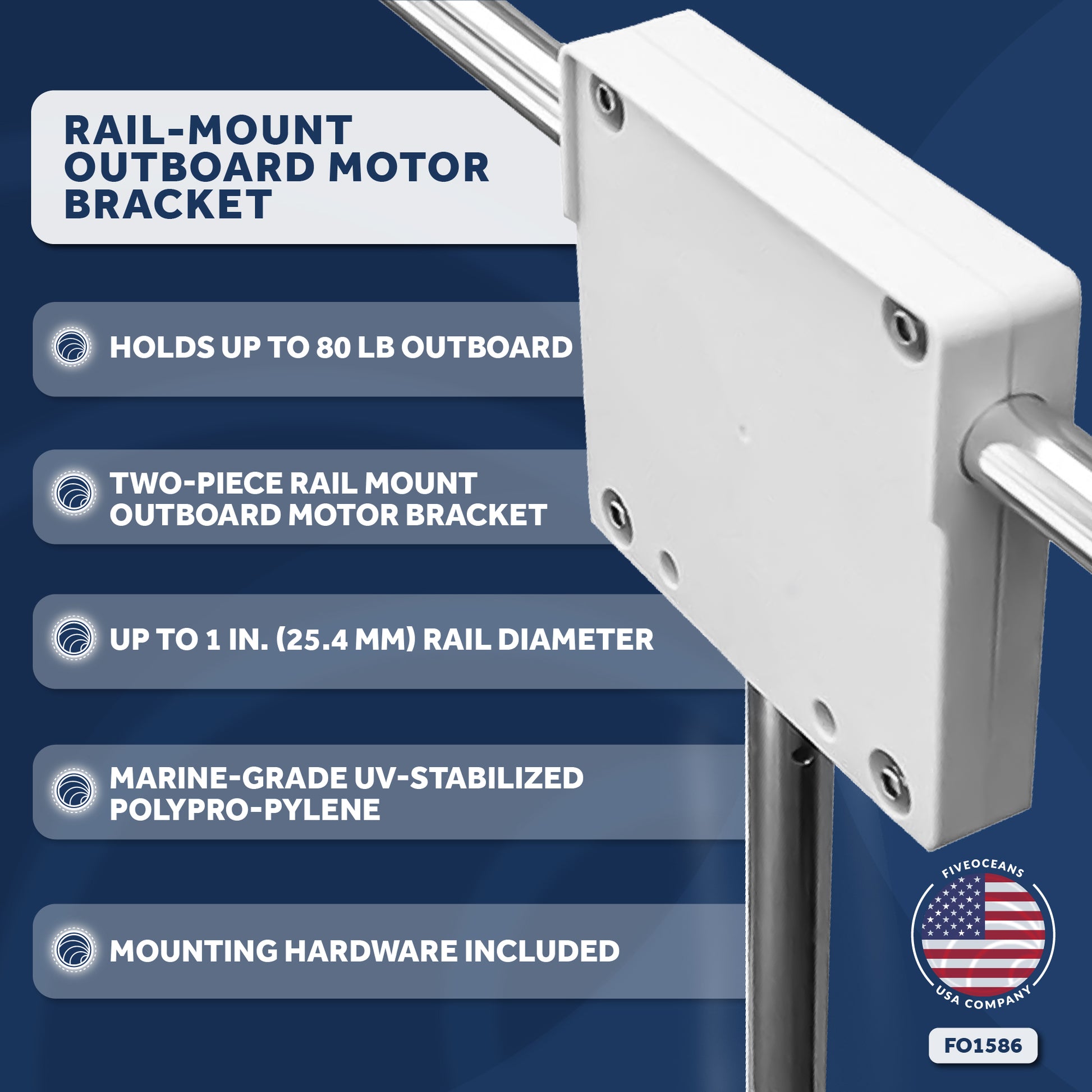 Rail-Mount Outboard Motor Bracket - FO1586 - Five Oceans