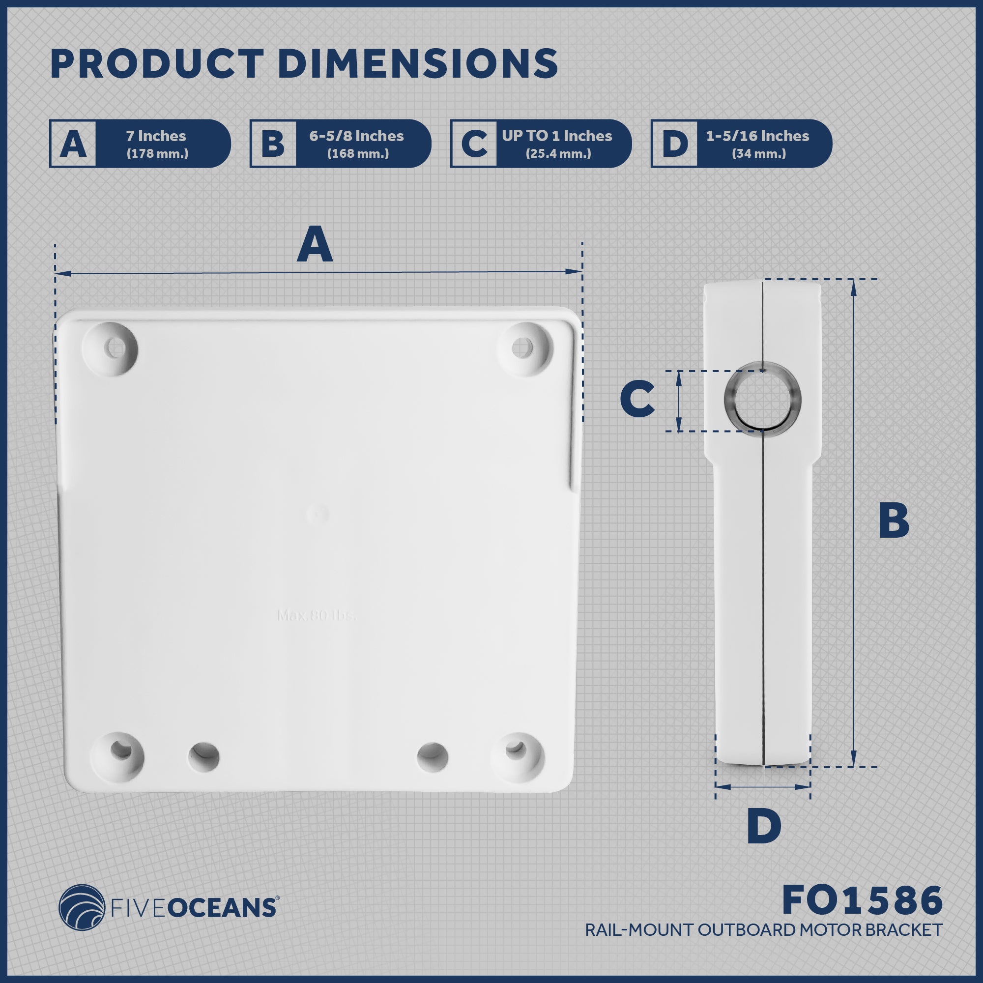 Rail-Mount Outboard Motor Bracket - FO1586