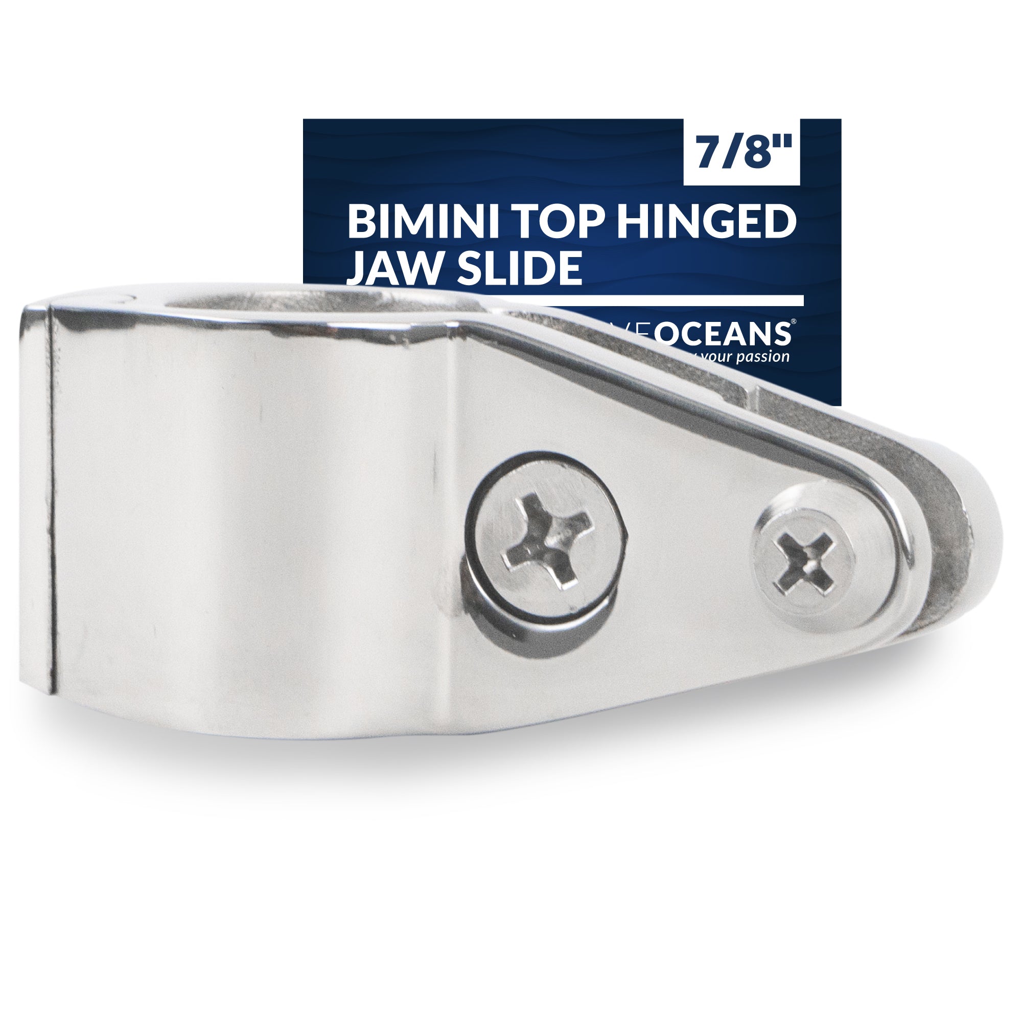 Bimini Top Hinged Jaw Slide, 7/8" Stainless Steel - FO1632