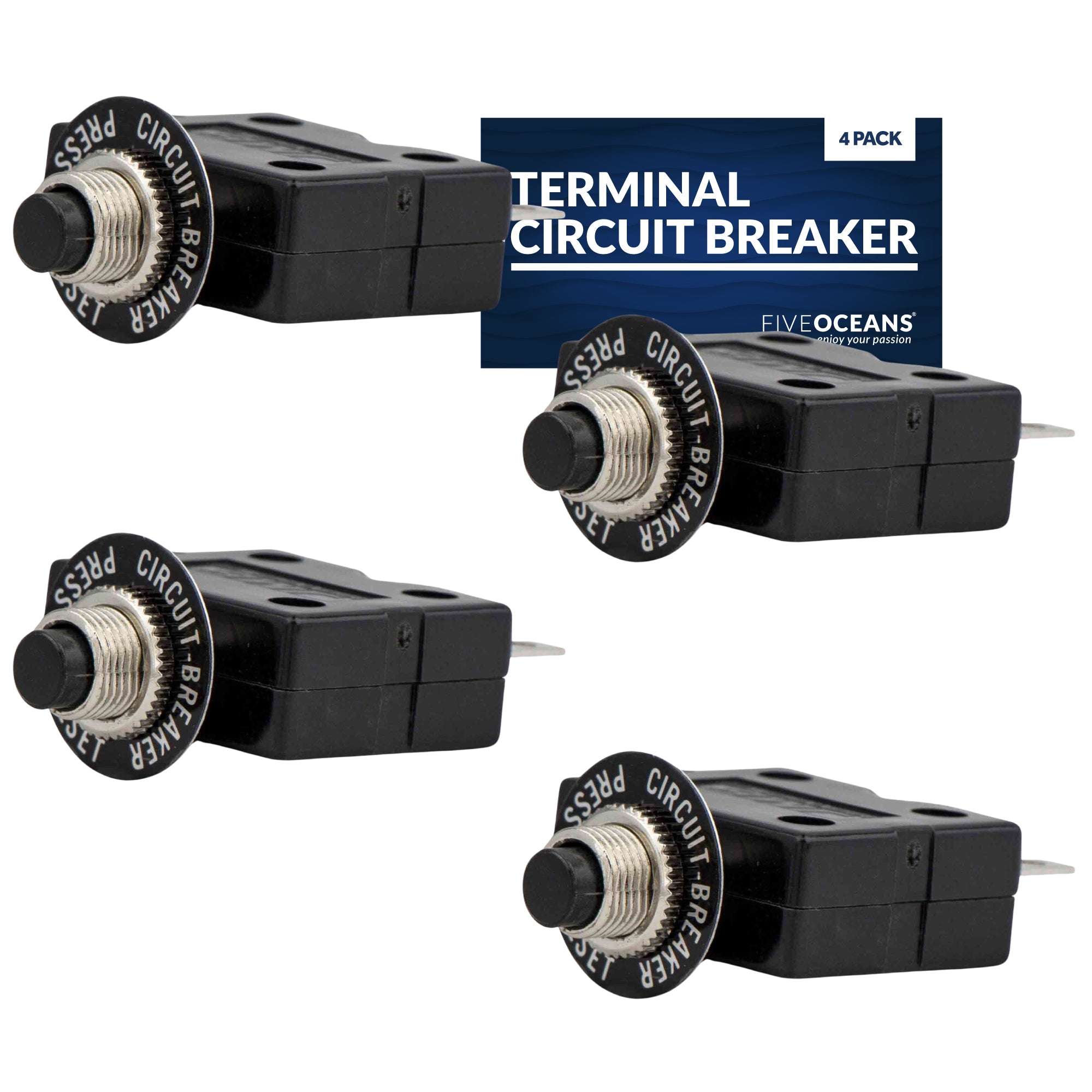 Terminal Circuit Breaker with Reset Button, 6 Amp 4-Pack - FO1679-M4 - Five Oceans