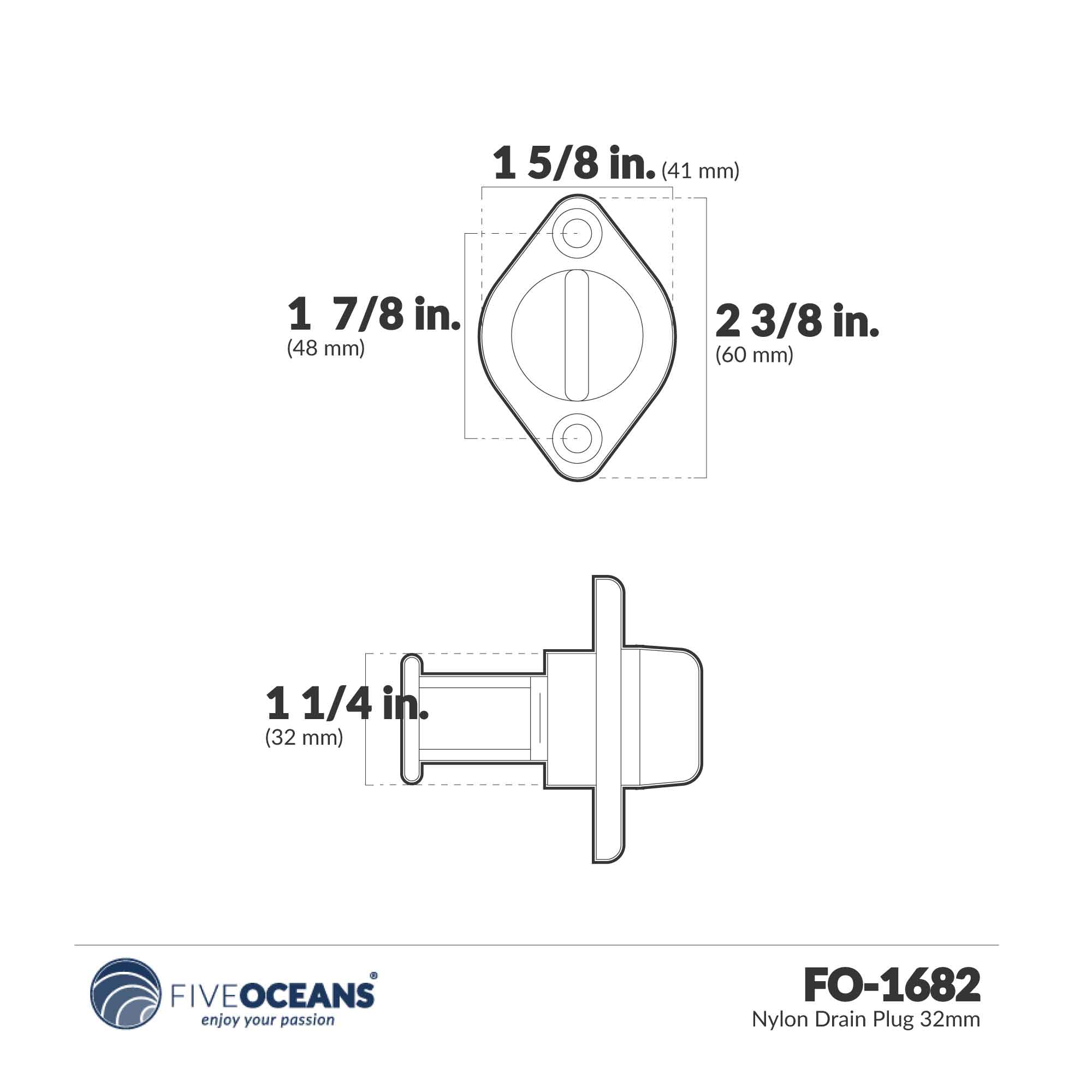 Drain Plug with Brass Base, 1 1/4" - FO1682