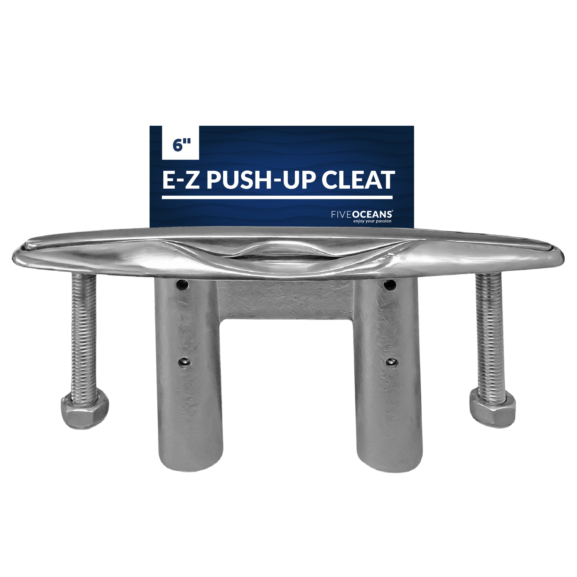 E-Z Push-Up Cleat, Stainless Steel, 6" - FO1771 - Five Oceans