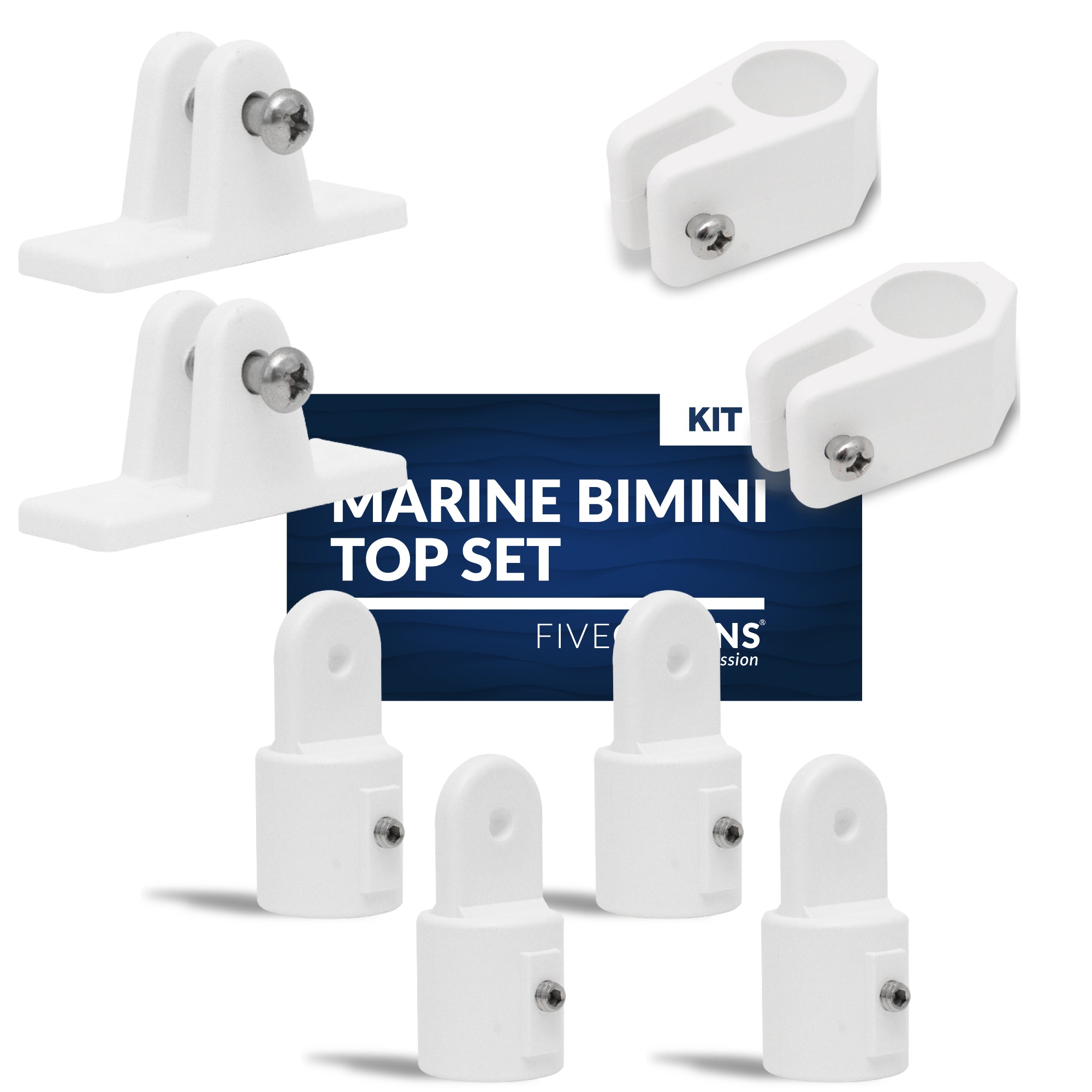 2 Bow Marine Bimini Top Set 8 Piece, 7/8 inch White Nylon FO1879-C2