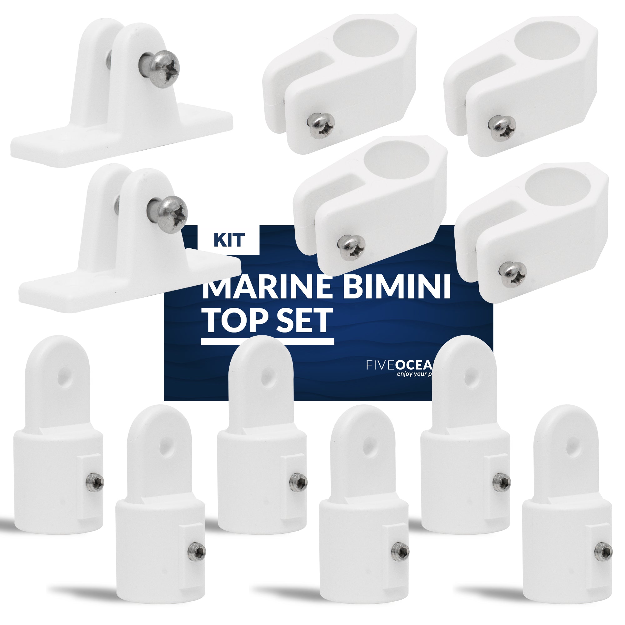 3 Bow Marine Bimini Top Set 12 Piece, 7/8" White Nylon FO1879-C3
