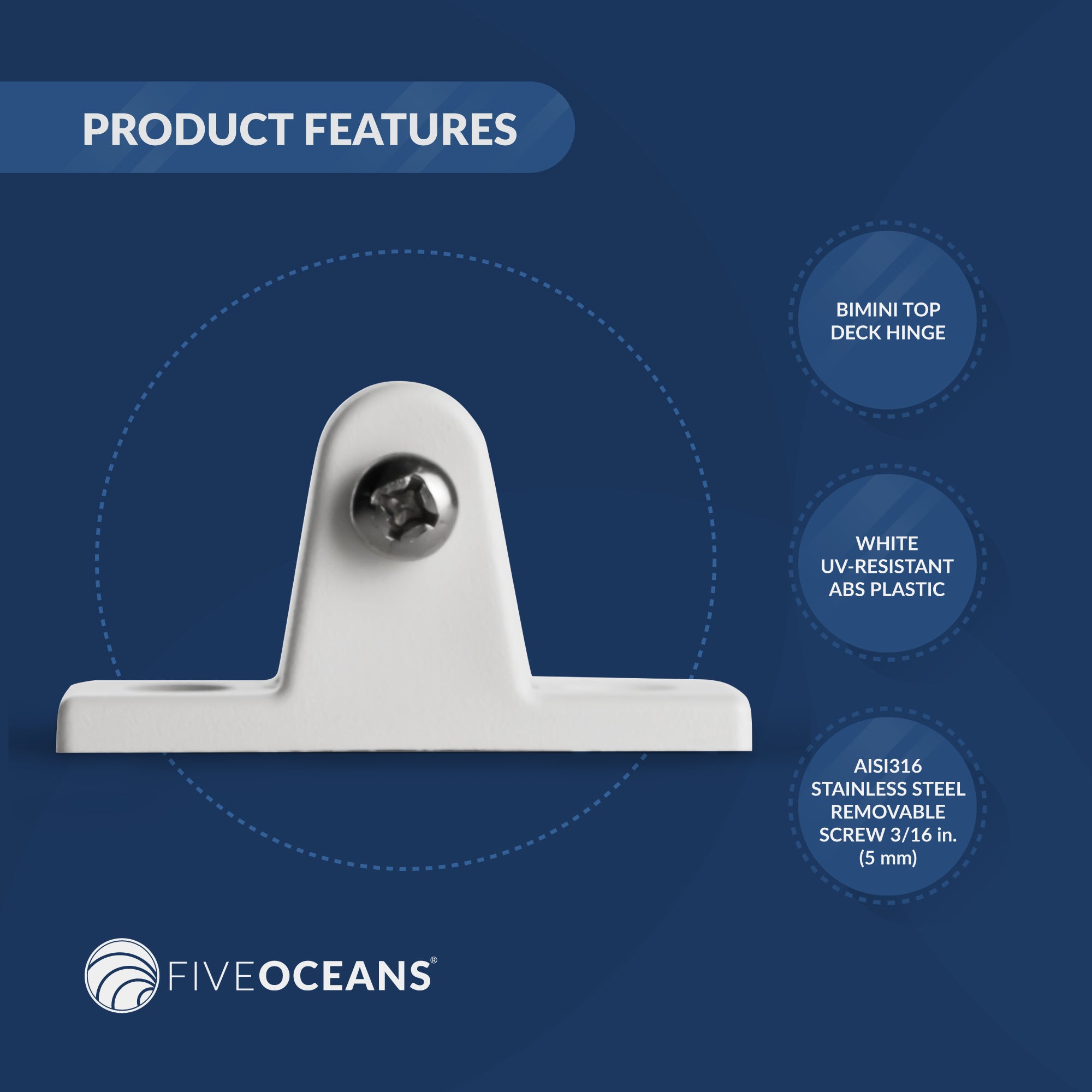 90 Degree Deck Hinge with Screw Pin, White Nylon 2-Pack - FO1879-M2