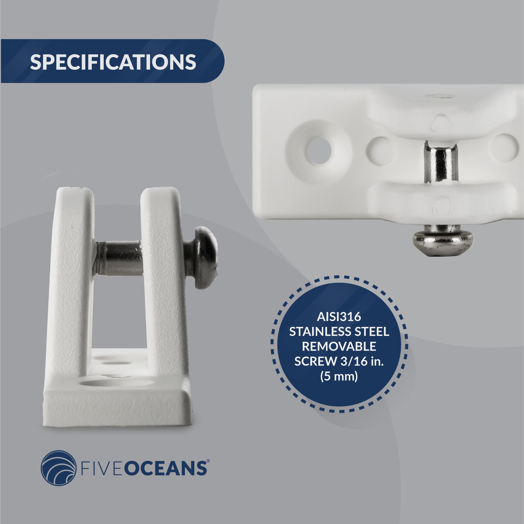 90 Degree Deck Hinge with Screw Pin, White Nylon 2-Pack - FO1879-M2