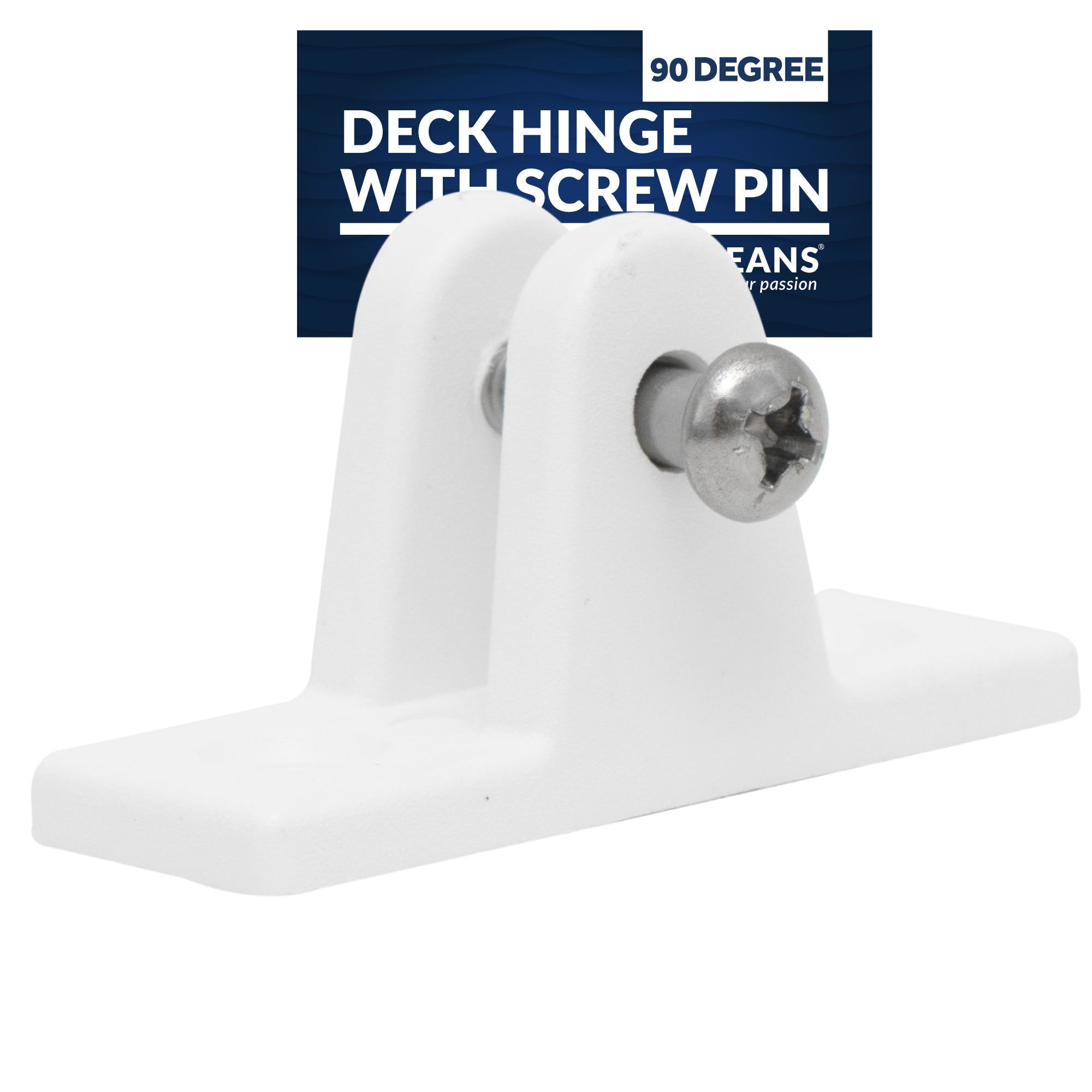 90 Degree Deck Hinge with Screw Pin, White Nylon - FO1879 - Five Oceans