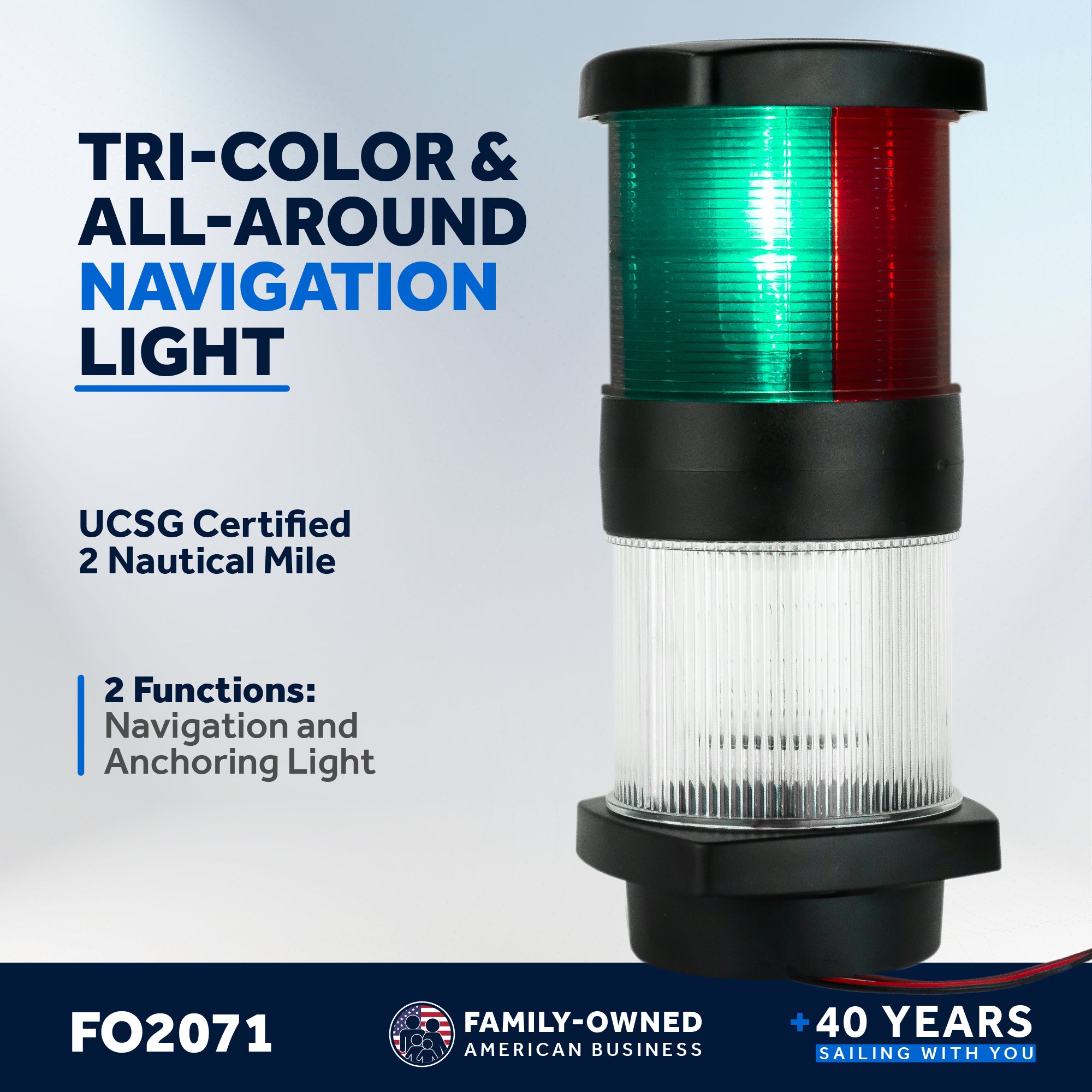 Tri-Color Anchor Navigation Light, USCG 2 NM - FO2071