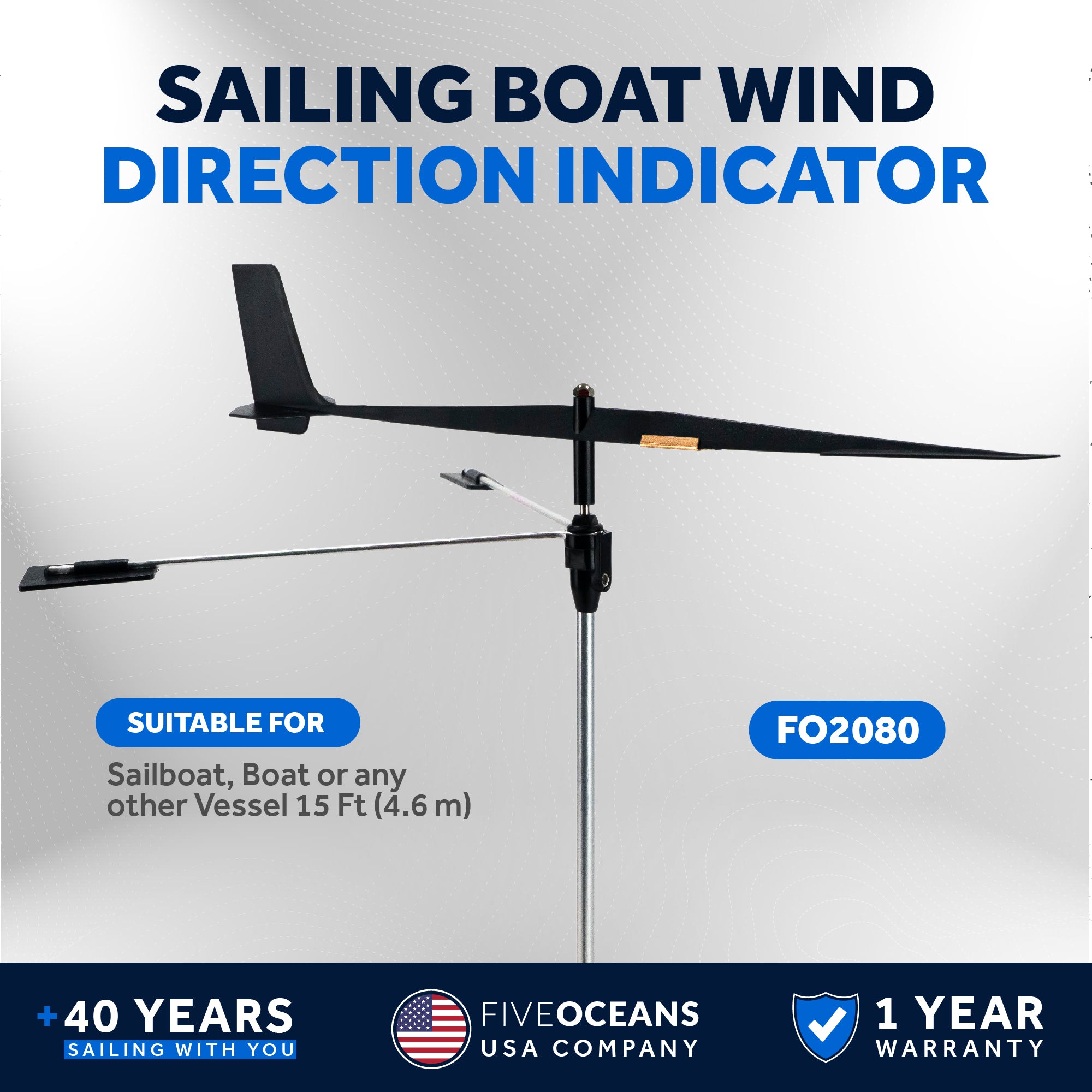 Sailing Boat Wind Direction Indicator, 14-1/2" Vane - FO2080 - Five Oceans