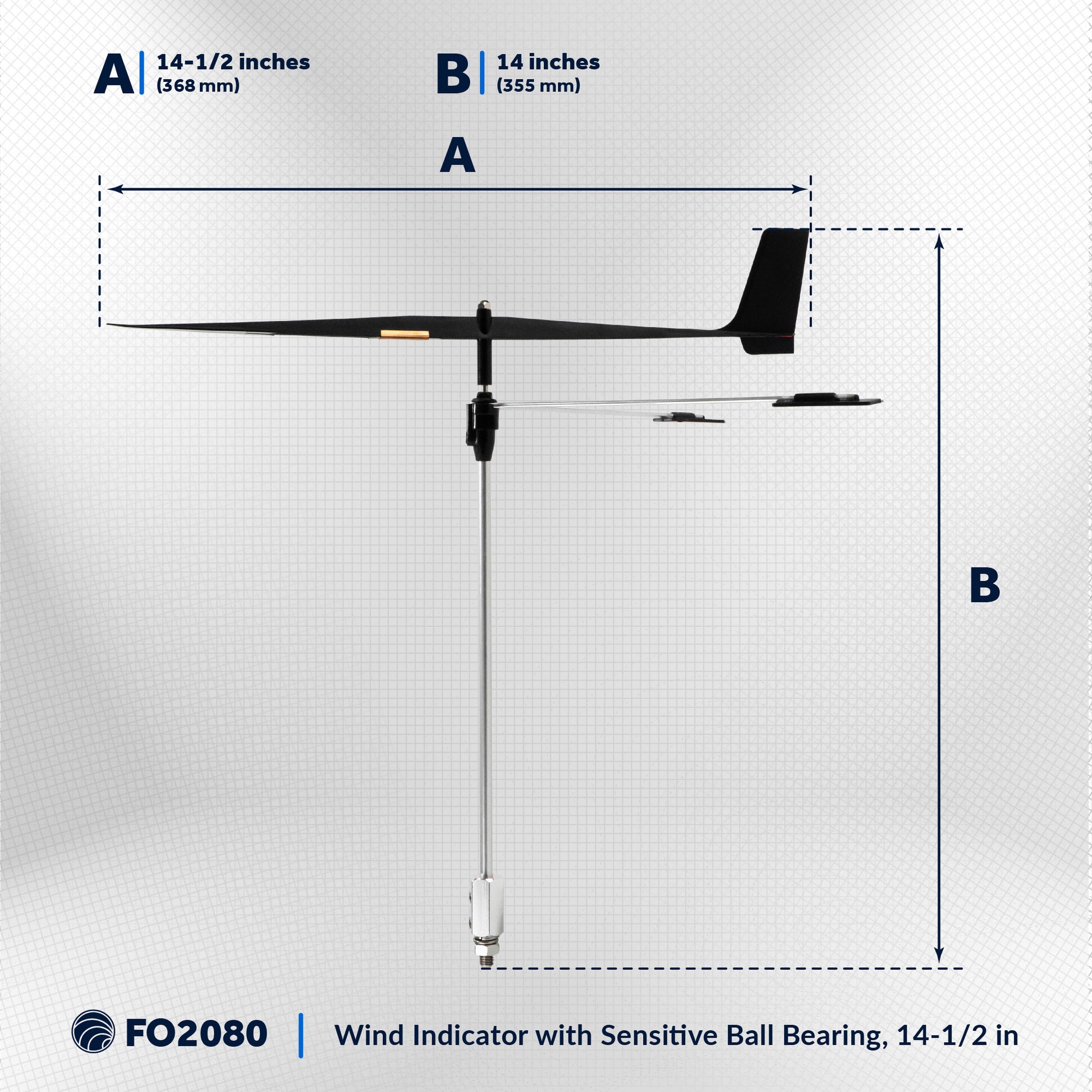 Sailing Boat Wind Direction Indicator, 14-1/2" Vane - FO2080 - Five Oceans