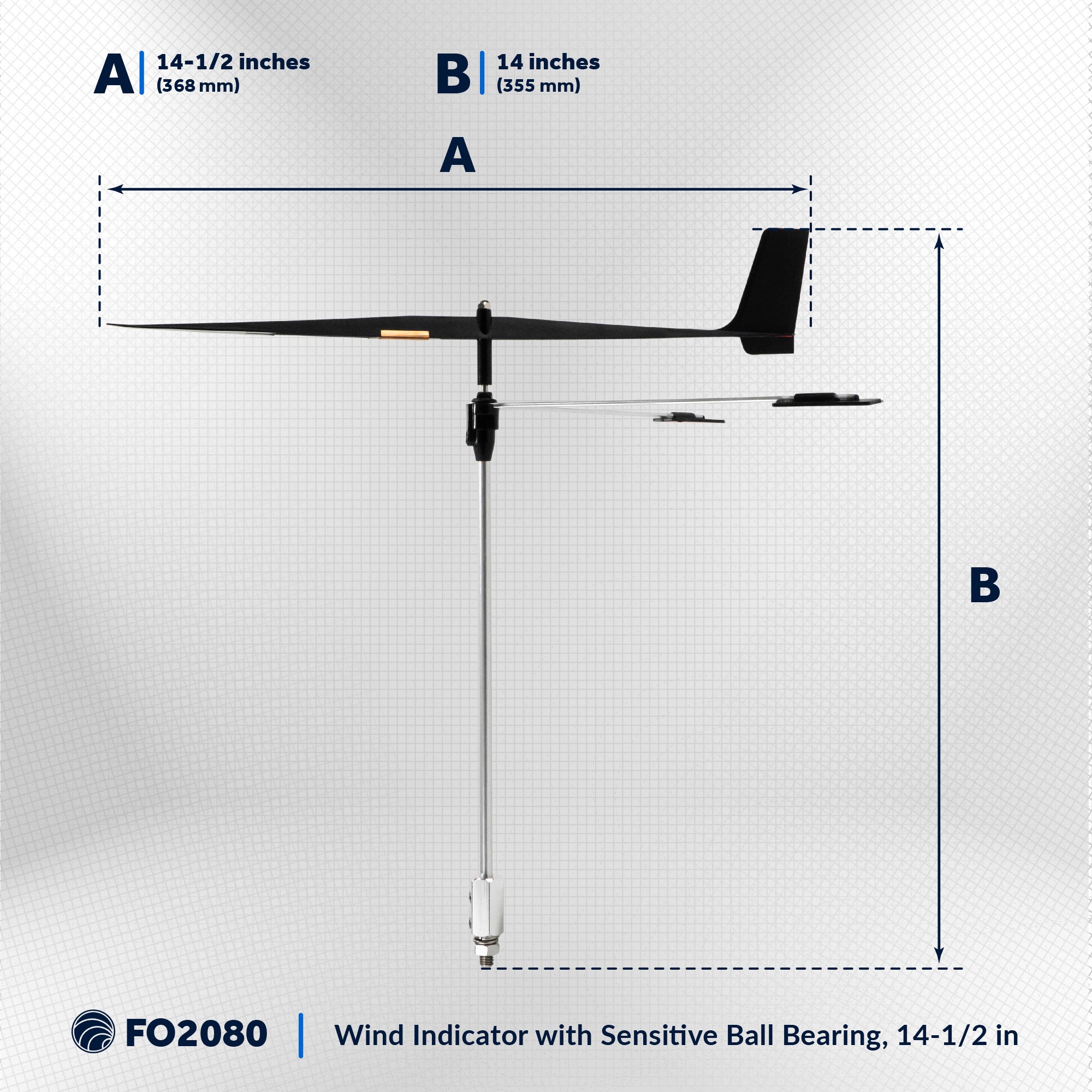 Sailing Boat Wind Direction Indicator, 14-1/2" Vane - FO2080 - Five Oceans
