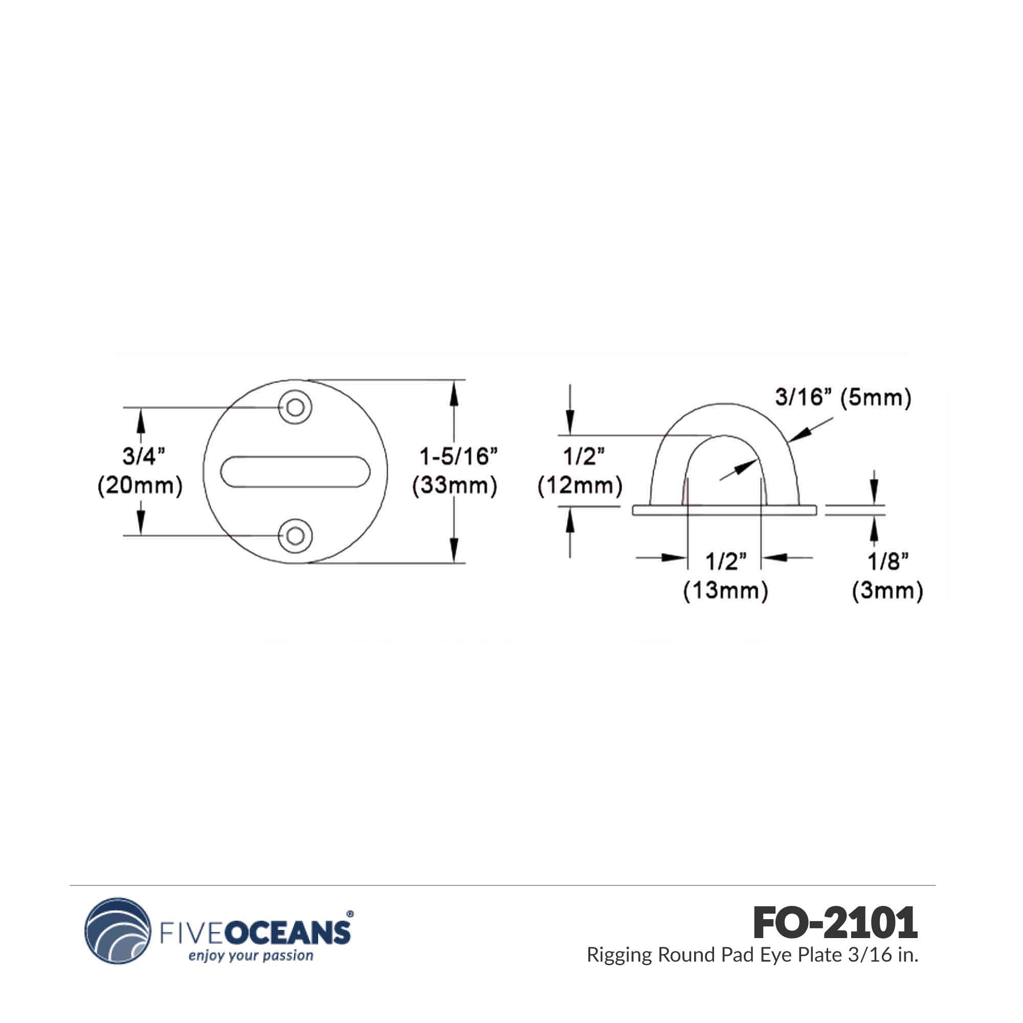 Rigging Round Pad Eye Plate 3/16" - FO2101