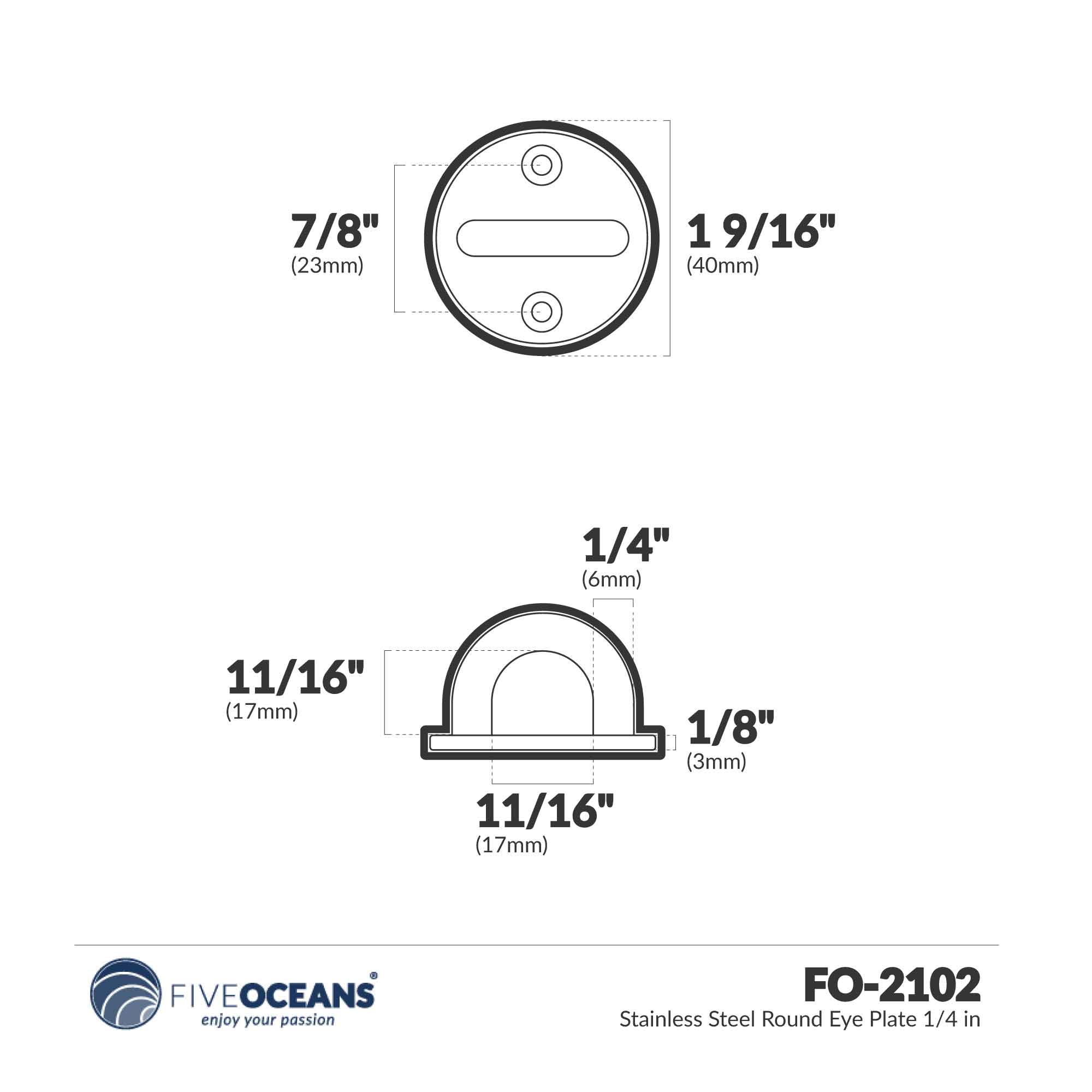 Stainless Steel Round Eye Plate 1/4" - FO2102