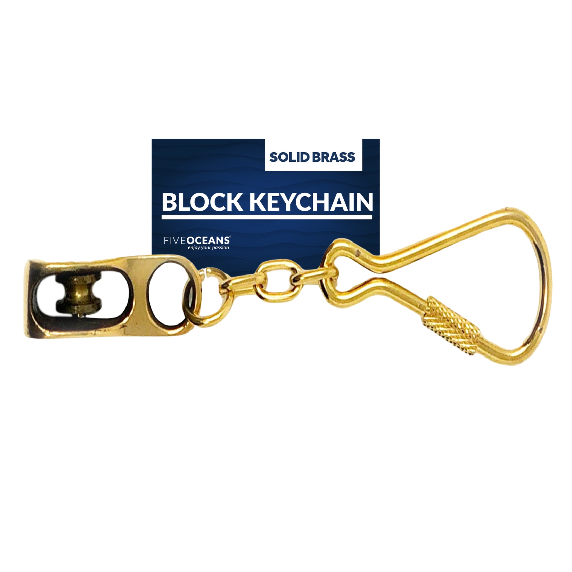 Nautical Ship Rope Pulley Keychain, Solid Brass - FO2216 - Five Oceans