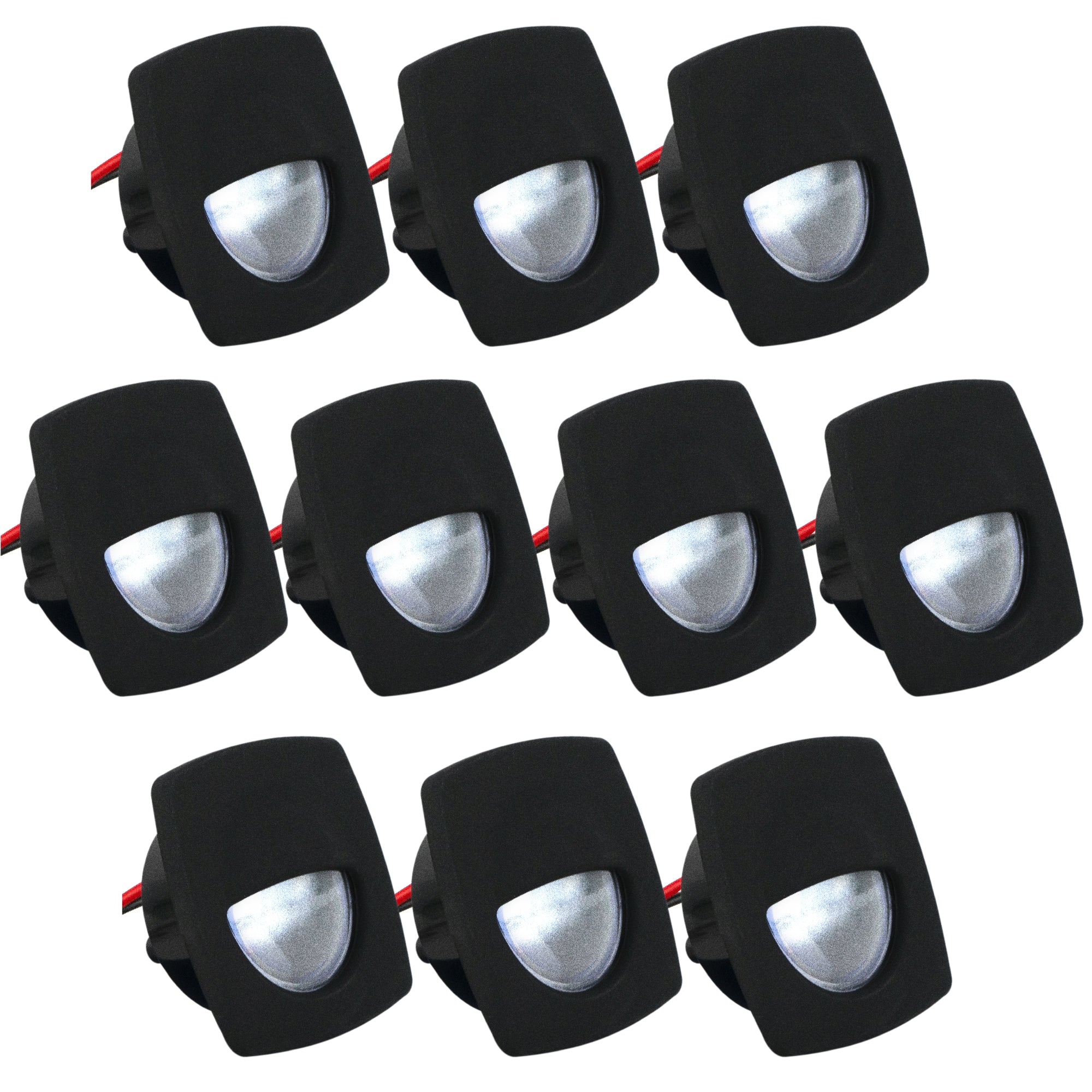 LED Courtesy Companion Way Light, Black Square, Cool White, 10-Pack - FO2313-M10 - Five Oceans