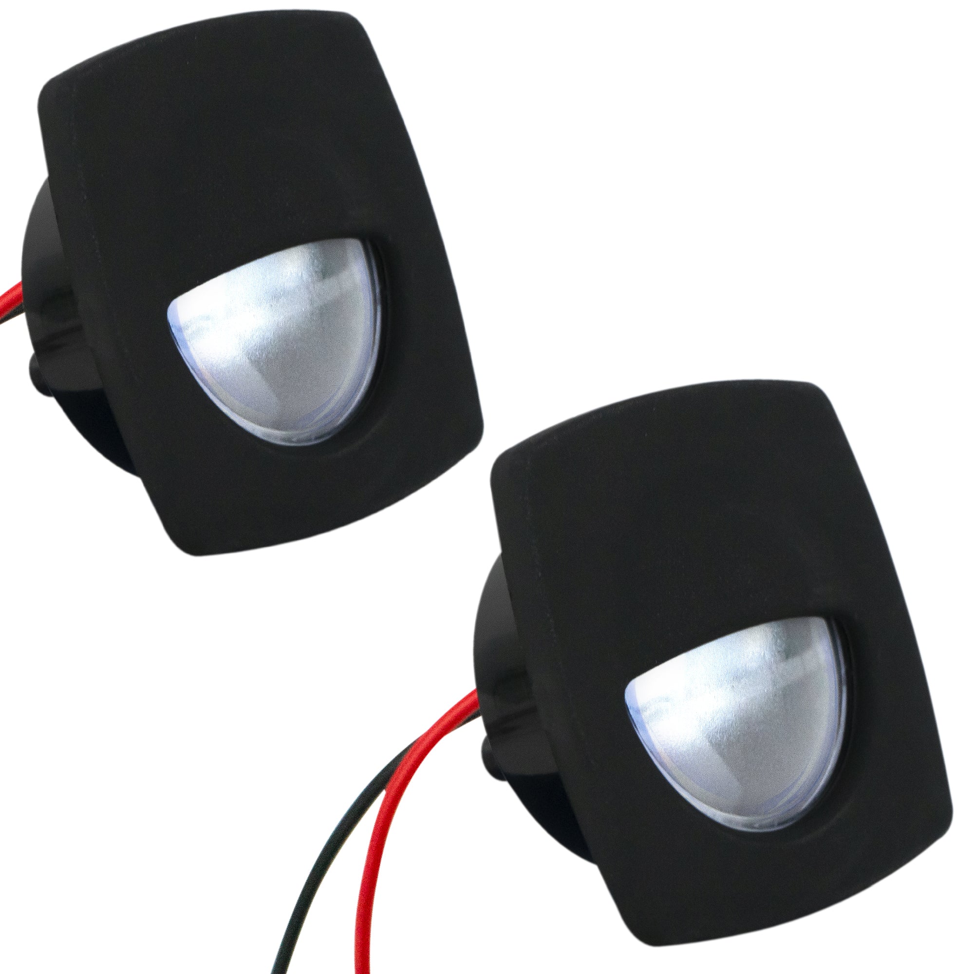 LED Courtesy Companion Way Light, Black Square, Cool White, 2-Pack - FO2313-M2 - Five Oceans