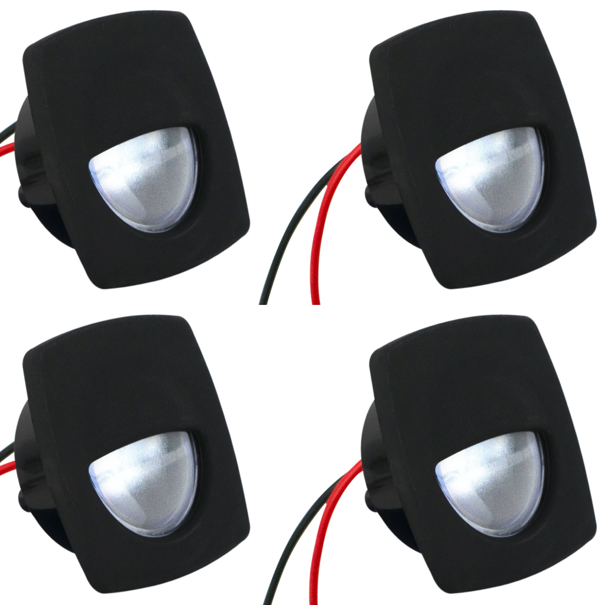 LED Courtesy Companion Way Light, Black Square, Cool White, 4-Pack - FO2313-M4 - Five Oceans