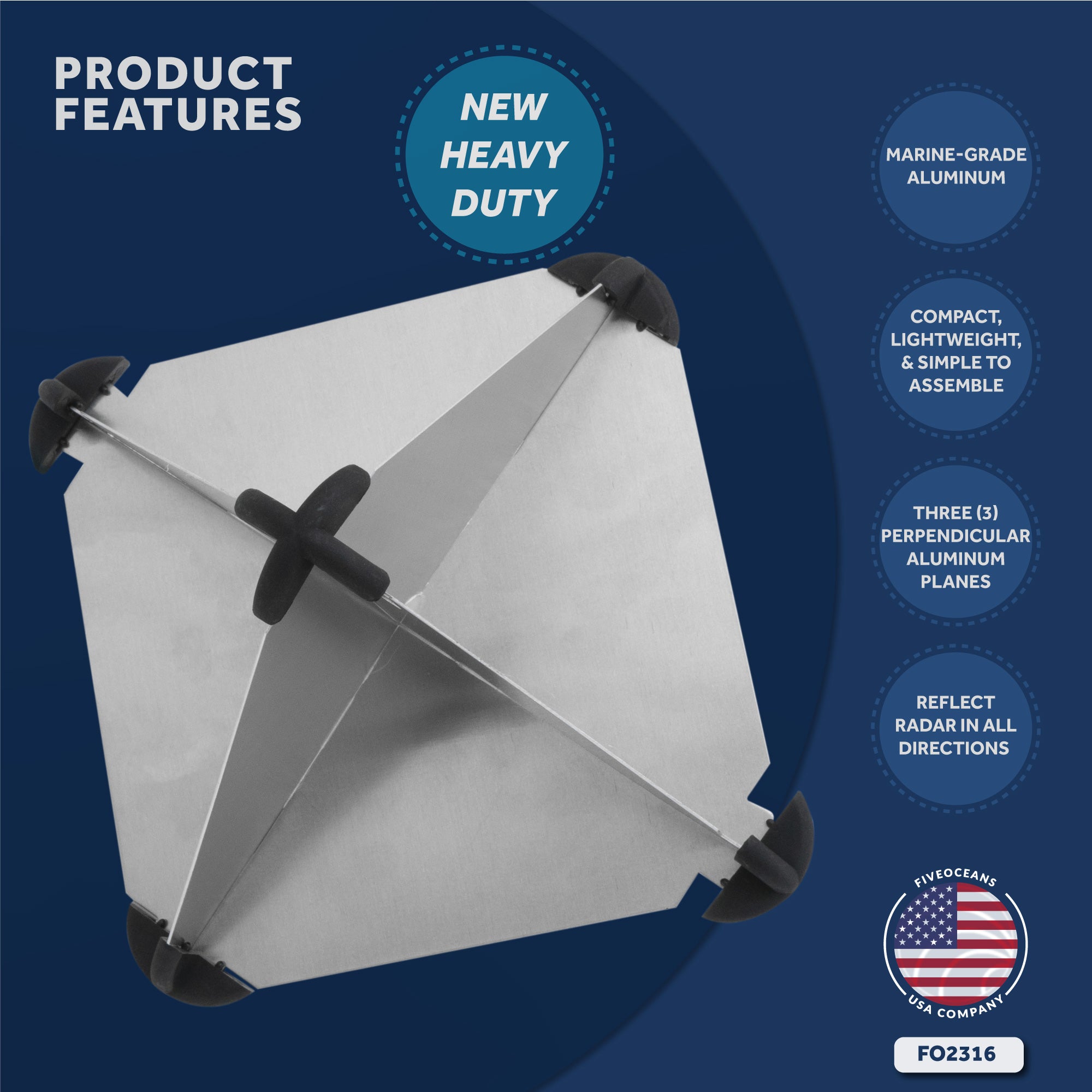 Aluminum Radar Reflector for Boats, 12" - FO2316 - Five Oceans