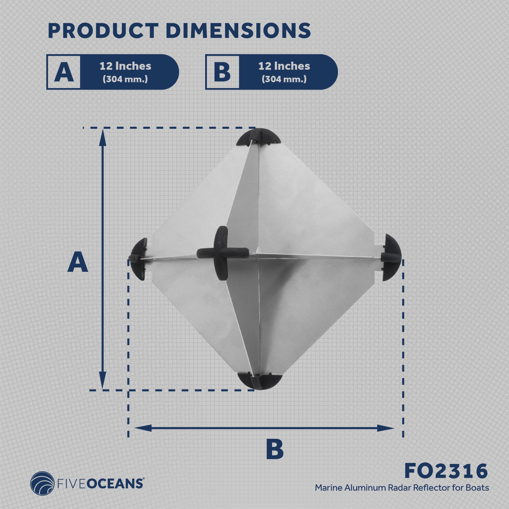 Aluminum Radar Reflector for Boats, 12" - FO2316 - Five Oceans