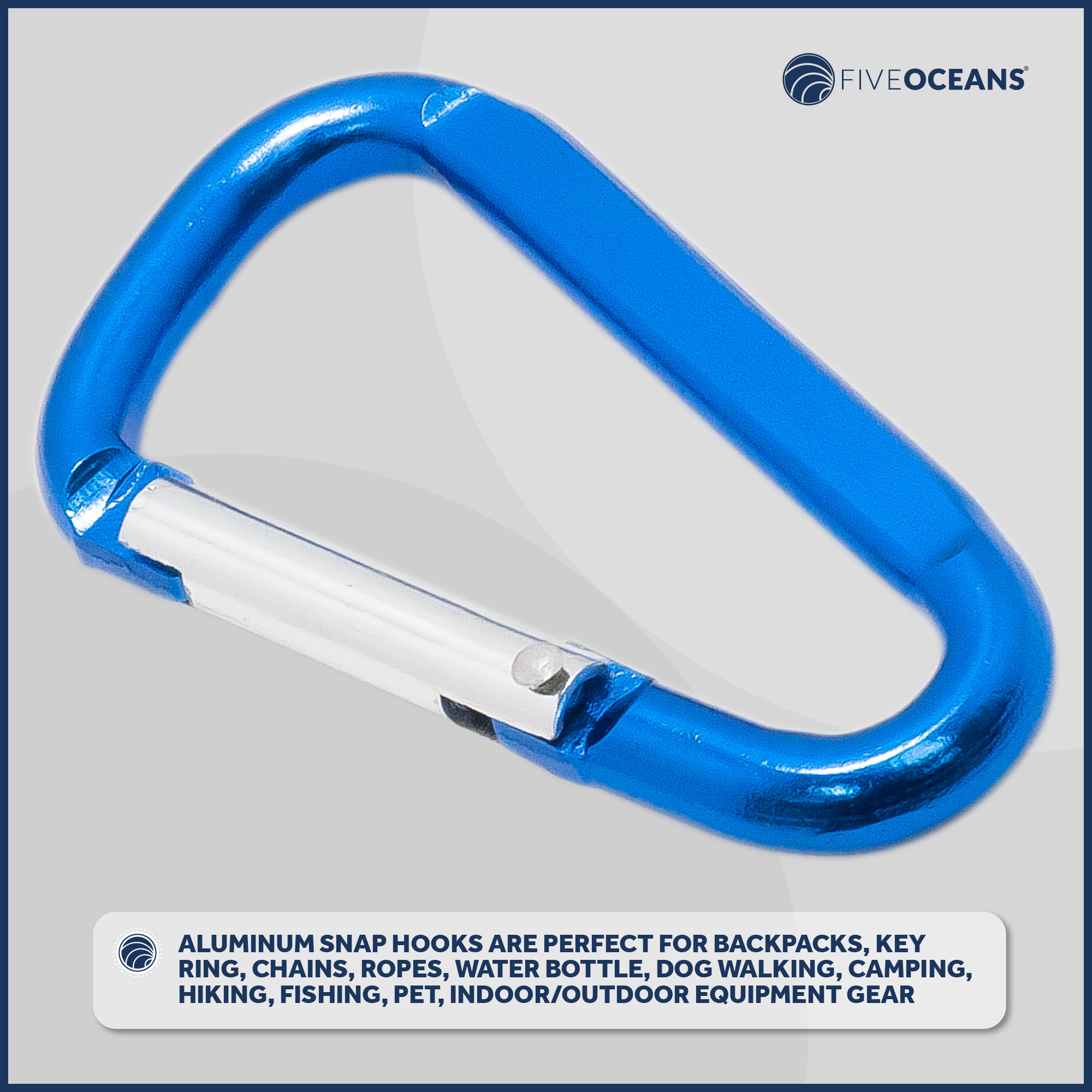 Carabiner D Ring, 2" Aluminum, 10-Pack - FO2330 - Five Oceans