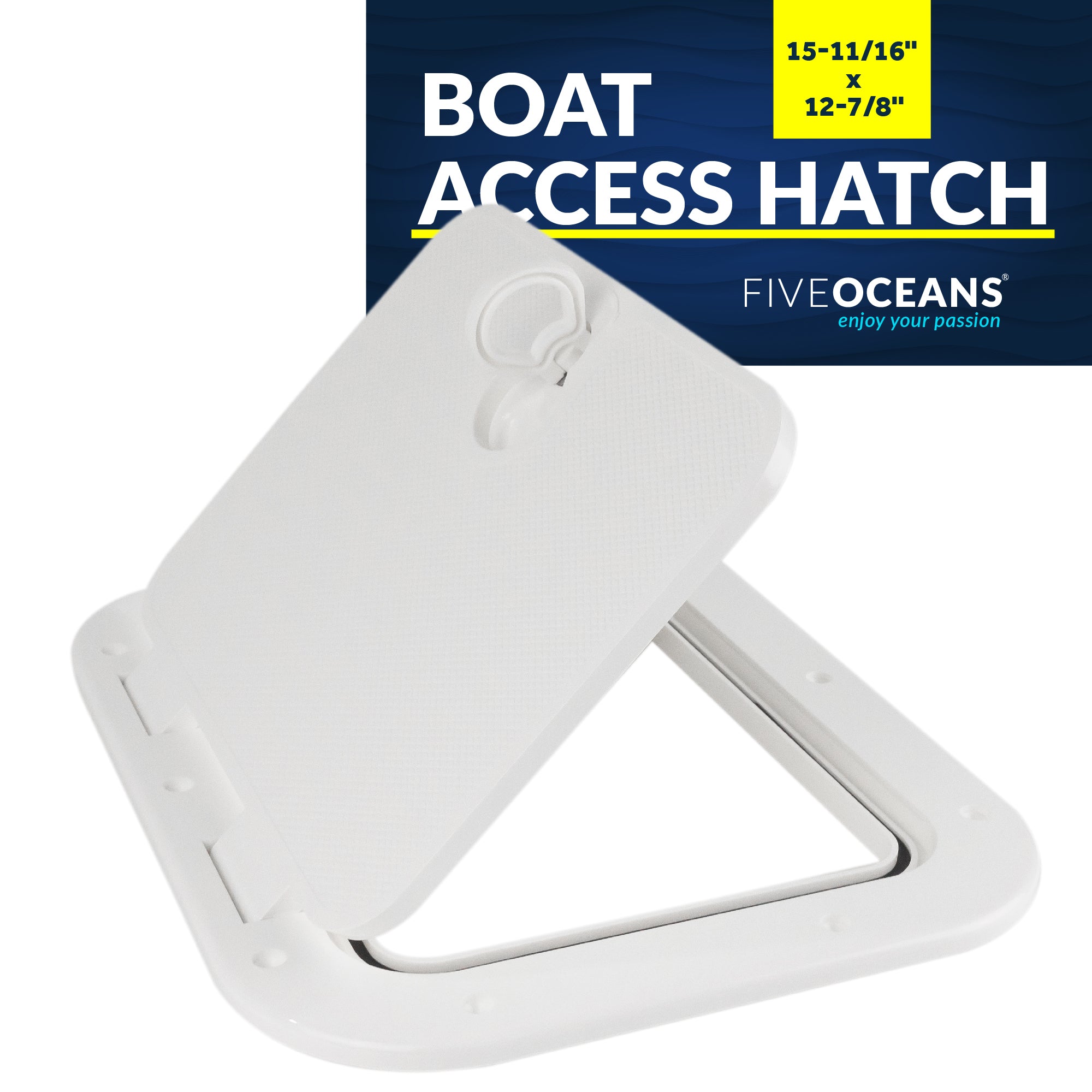 Boat Access Hatch, 15-11/16" x 12-7/8" Locking Slam Latch System, Off-White - FO2347