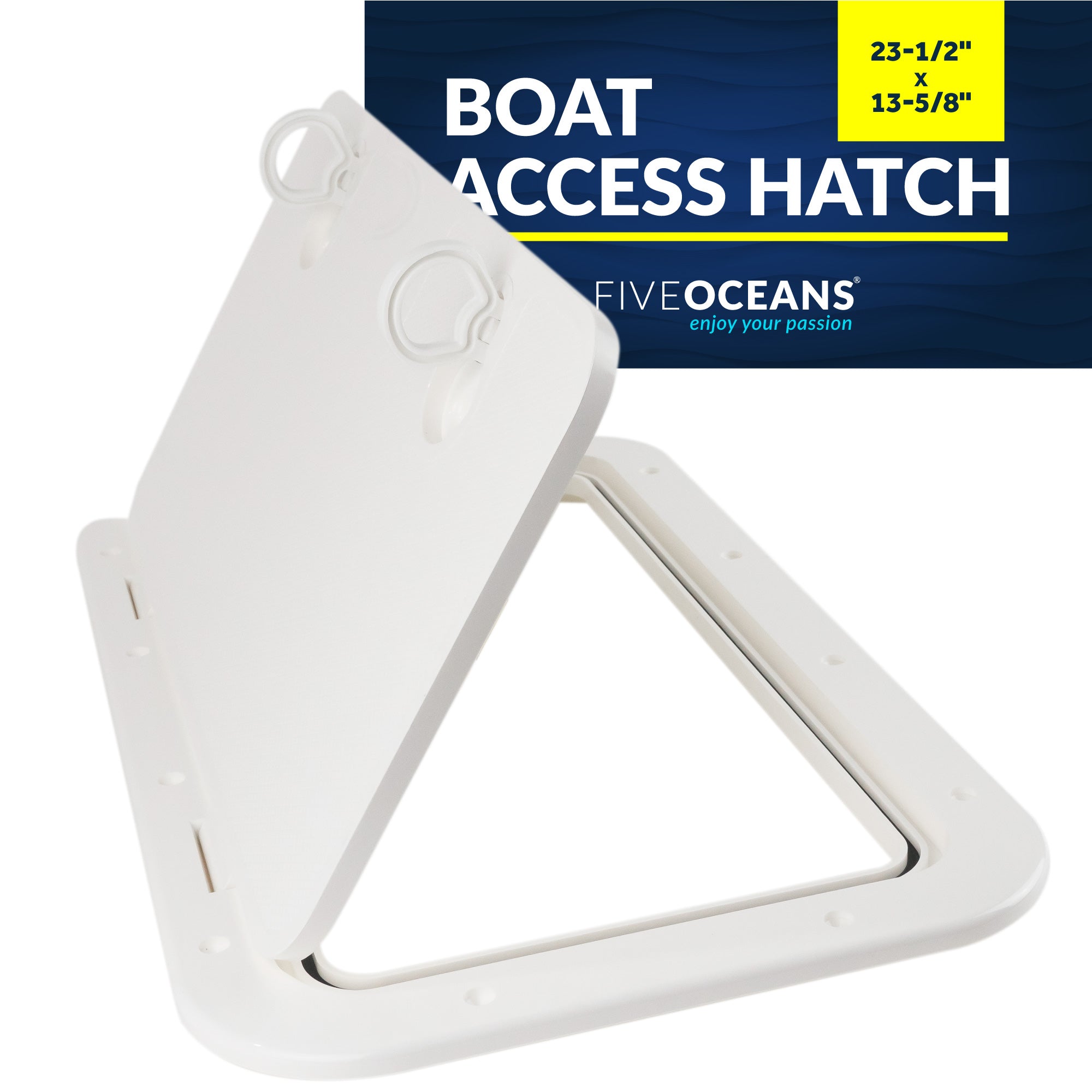 Boat Access Hatch, 23-1/2" x 13-5/8" Locking Slam Latch System, Off-White - FO2348