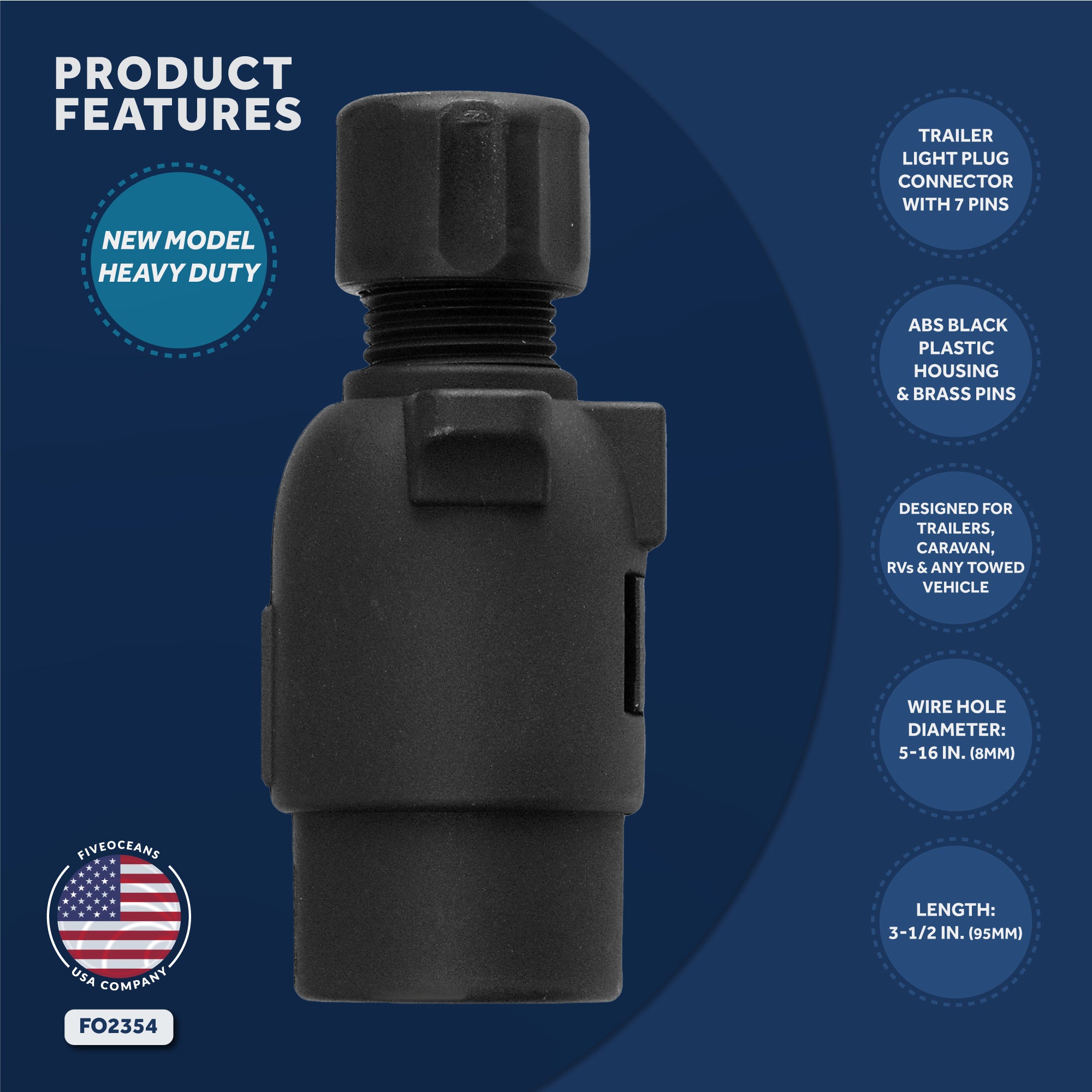 7-Way Trailer Plug - FO2354 - Five Oceans