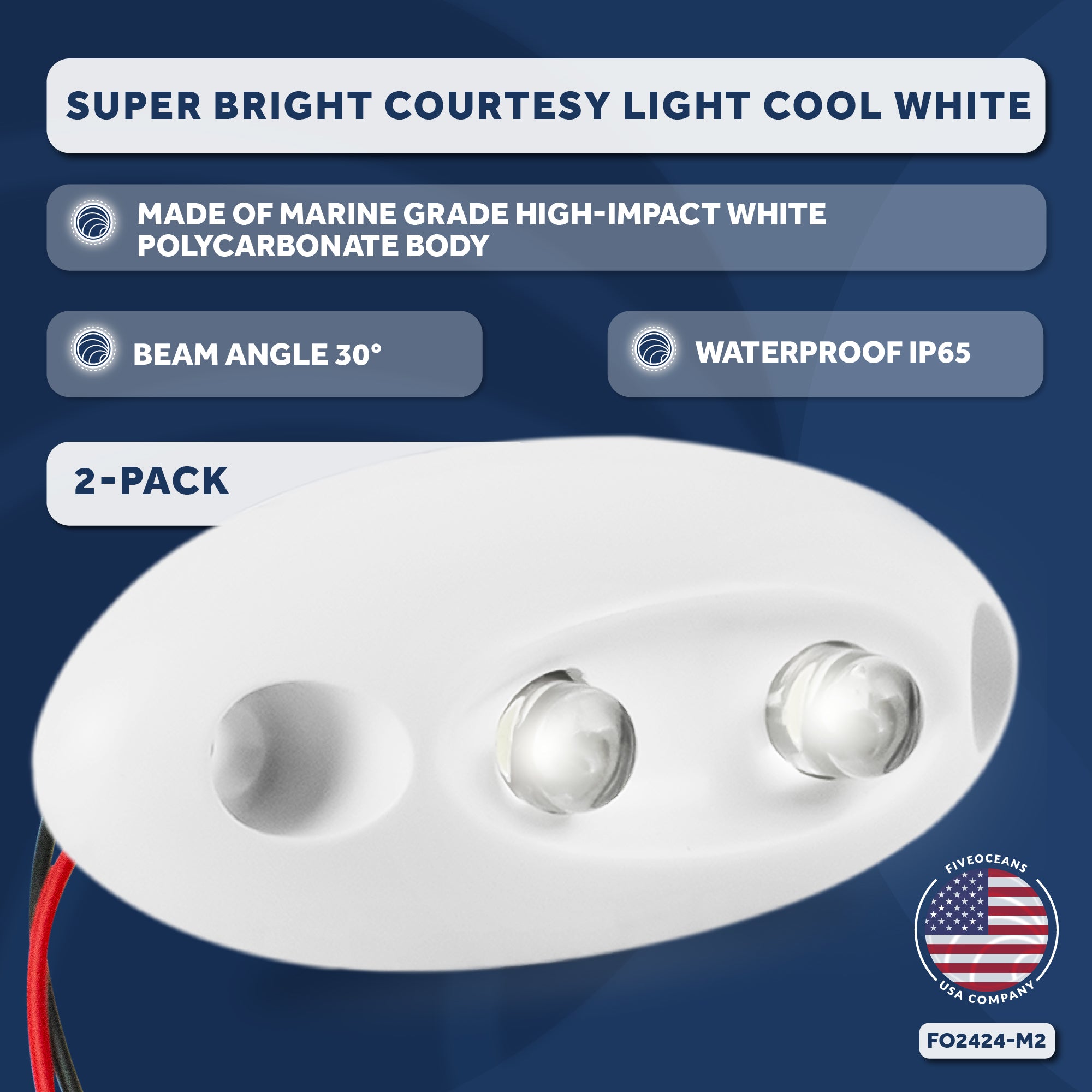 LED Courtesy Accent Light, Oblong, Cool White - FO2424-M2