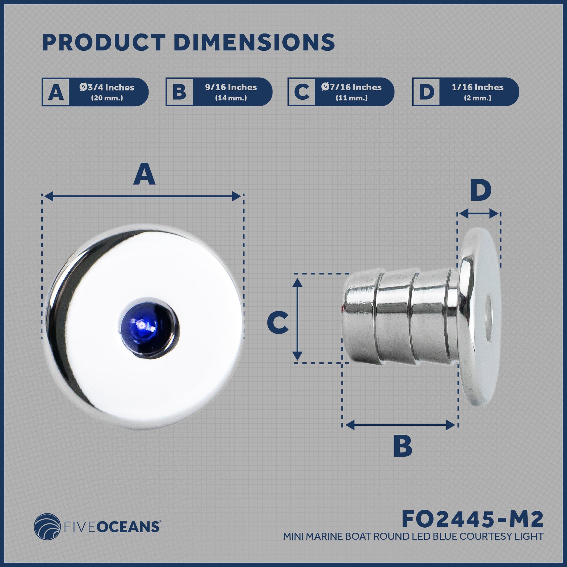 LED Courtesy Mini Accent Light, Blue 2-Pack - FO-2445-M2 - Five Oceans