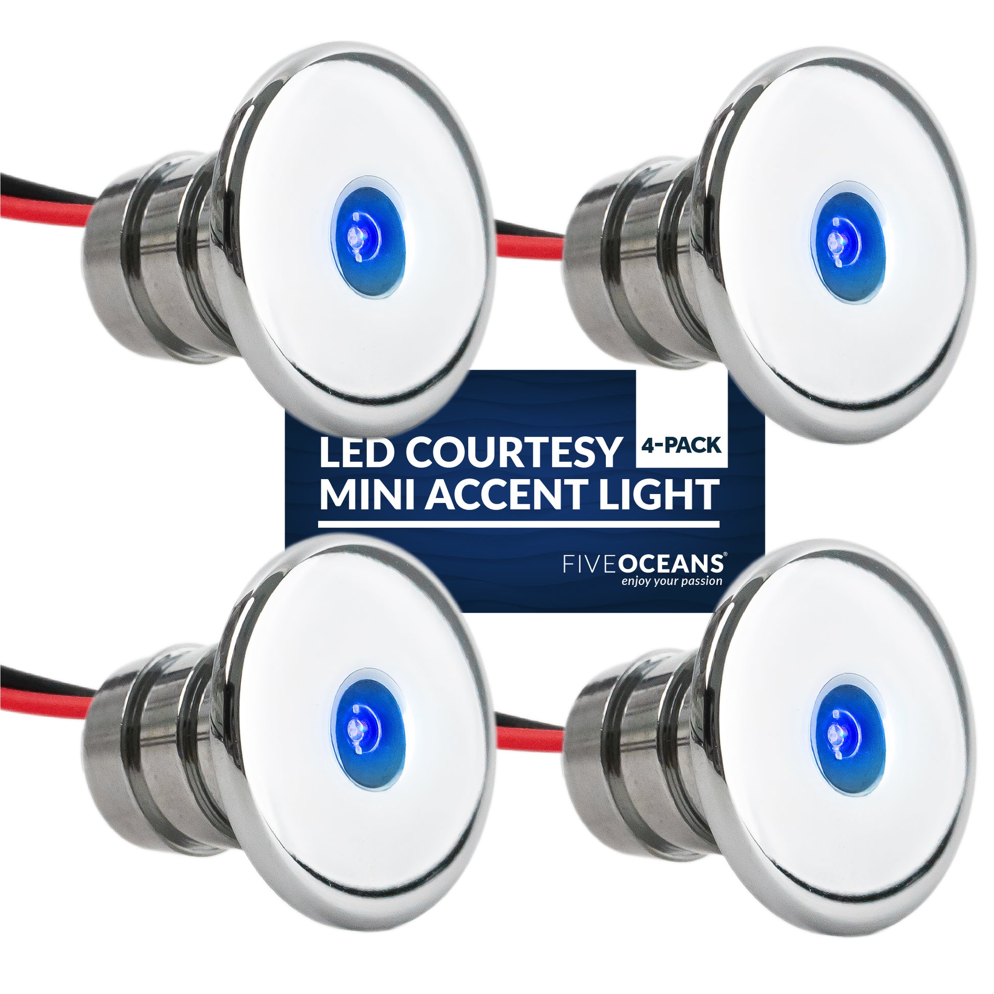 LED Courtesy Mini Accent Light, Blue 4-Pack - FO-2445-M4 - Five Oceans