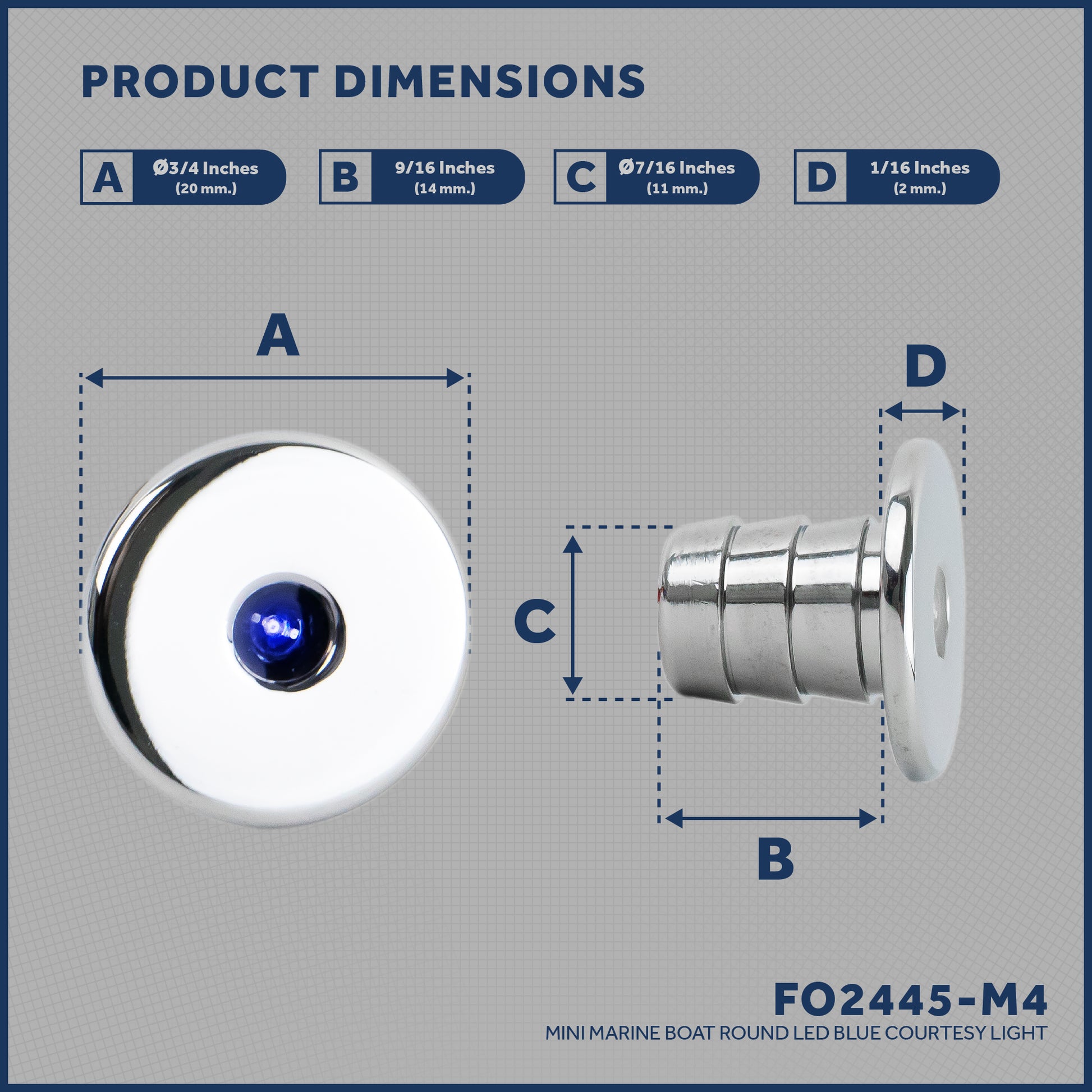 LED Courtesy Mini Accent Light, Blue 4-Pack - FO-2445-M4 - Five Oceans