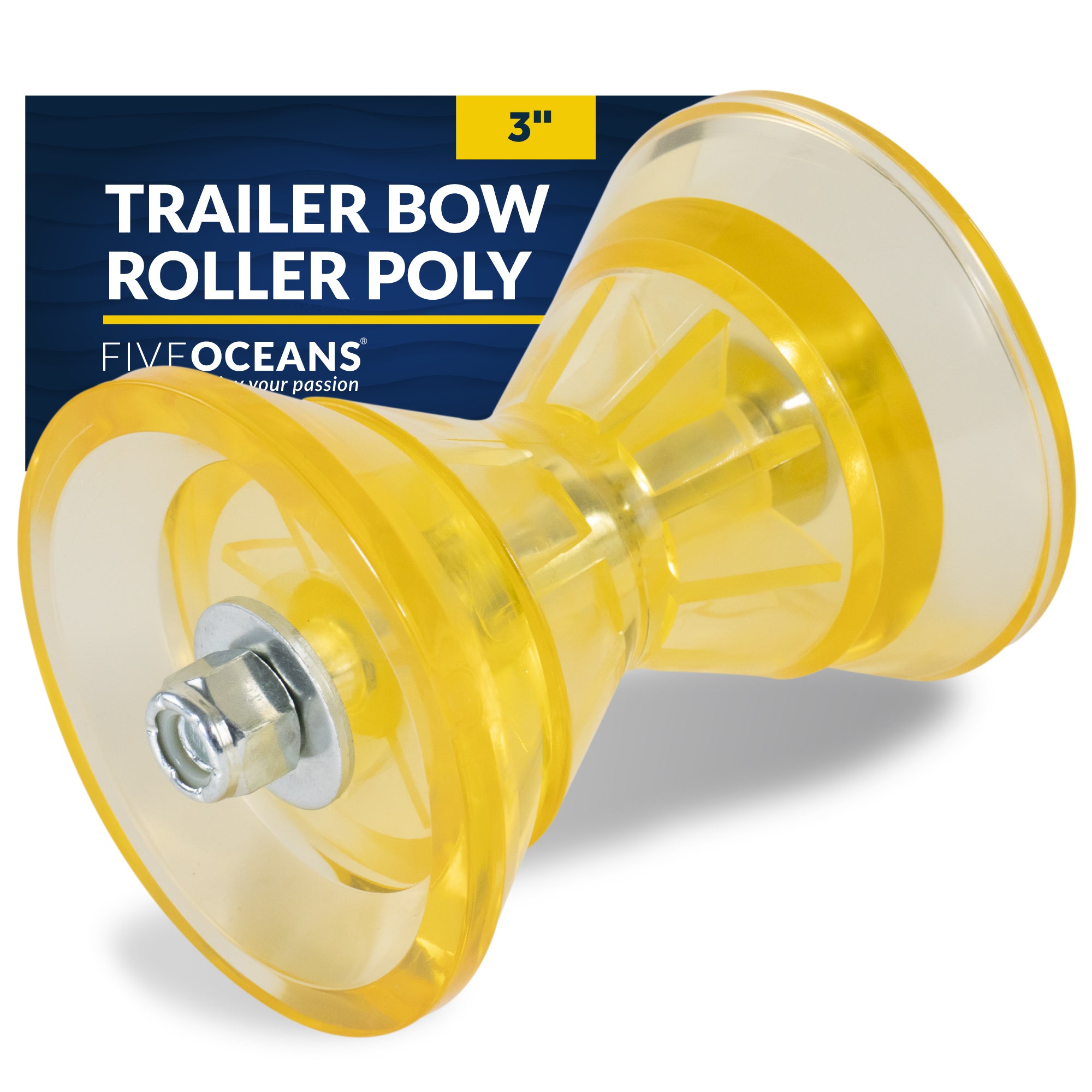 Trailer Bow Roller Poly, 3" Yellow - FO2457