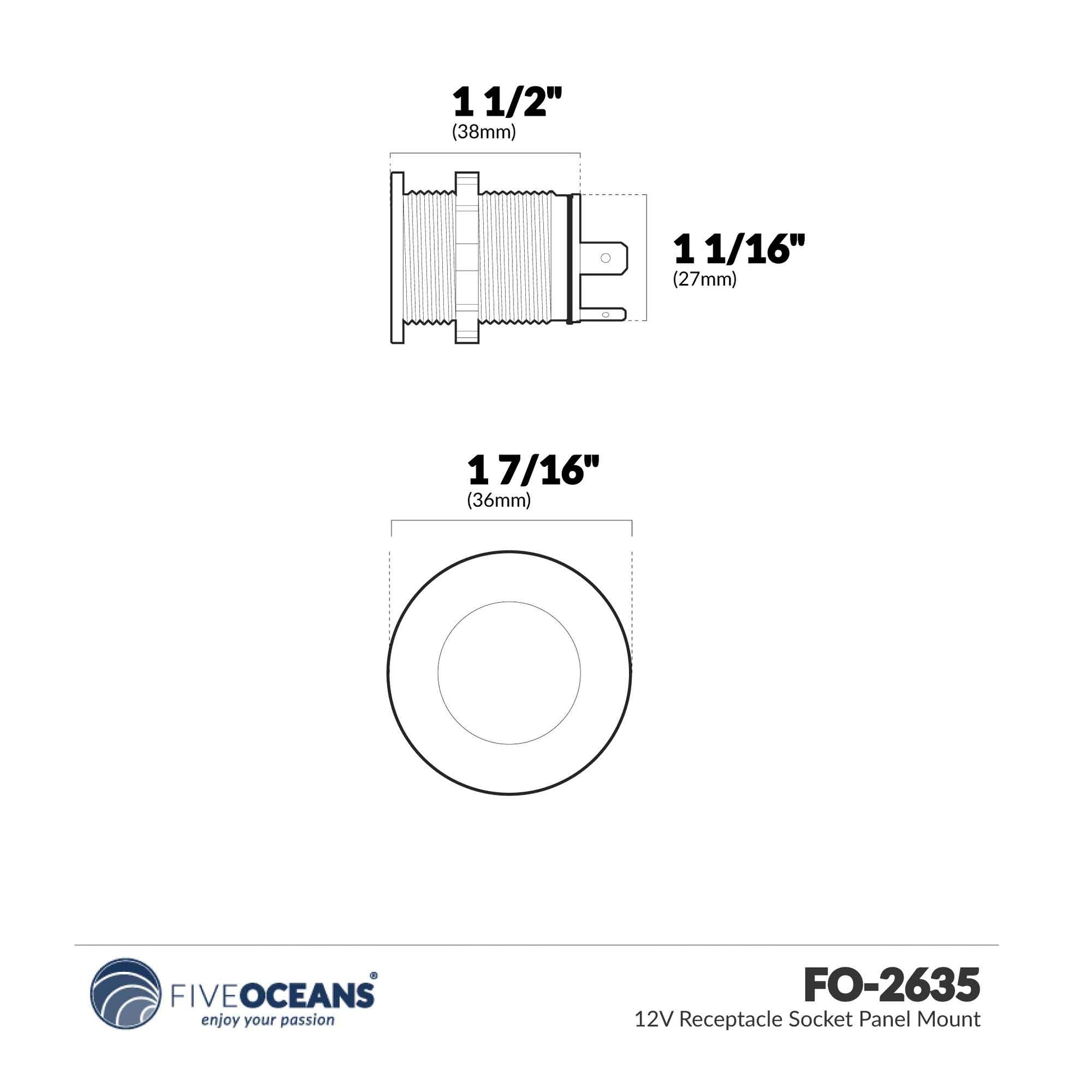 Cigarette Lighter Socket Panel, 2-Pack - FO2635-M2 - Five Oceans