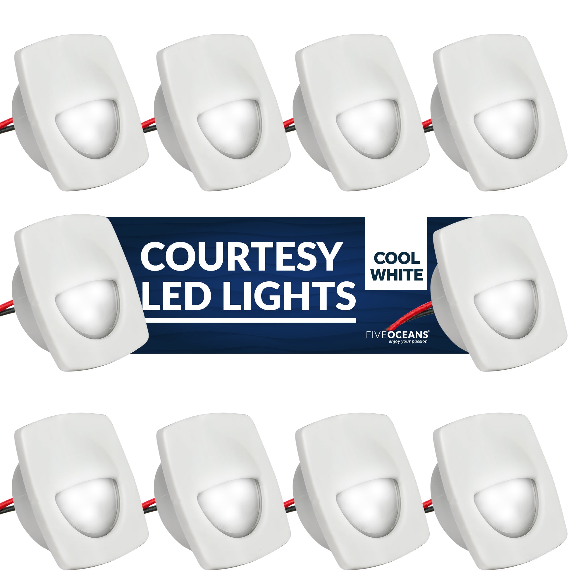 LED Courtesy Companion Way Light, White Square, Cool White, 10-Pack - FO2642-M10