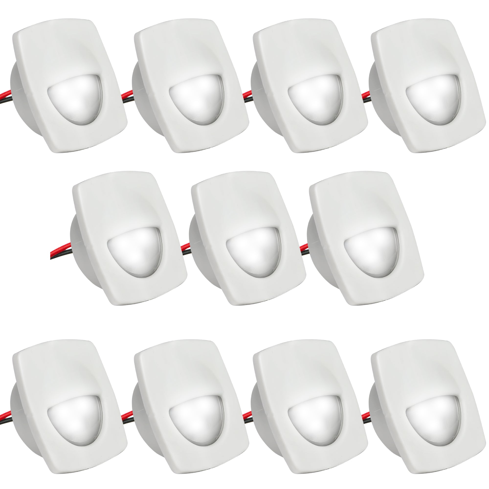 LED Courtesy Companion Way Light, White Square, Cool White, 10-Pack - FO2642-M10 - Five Oceans