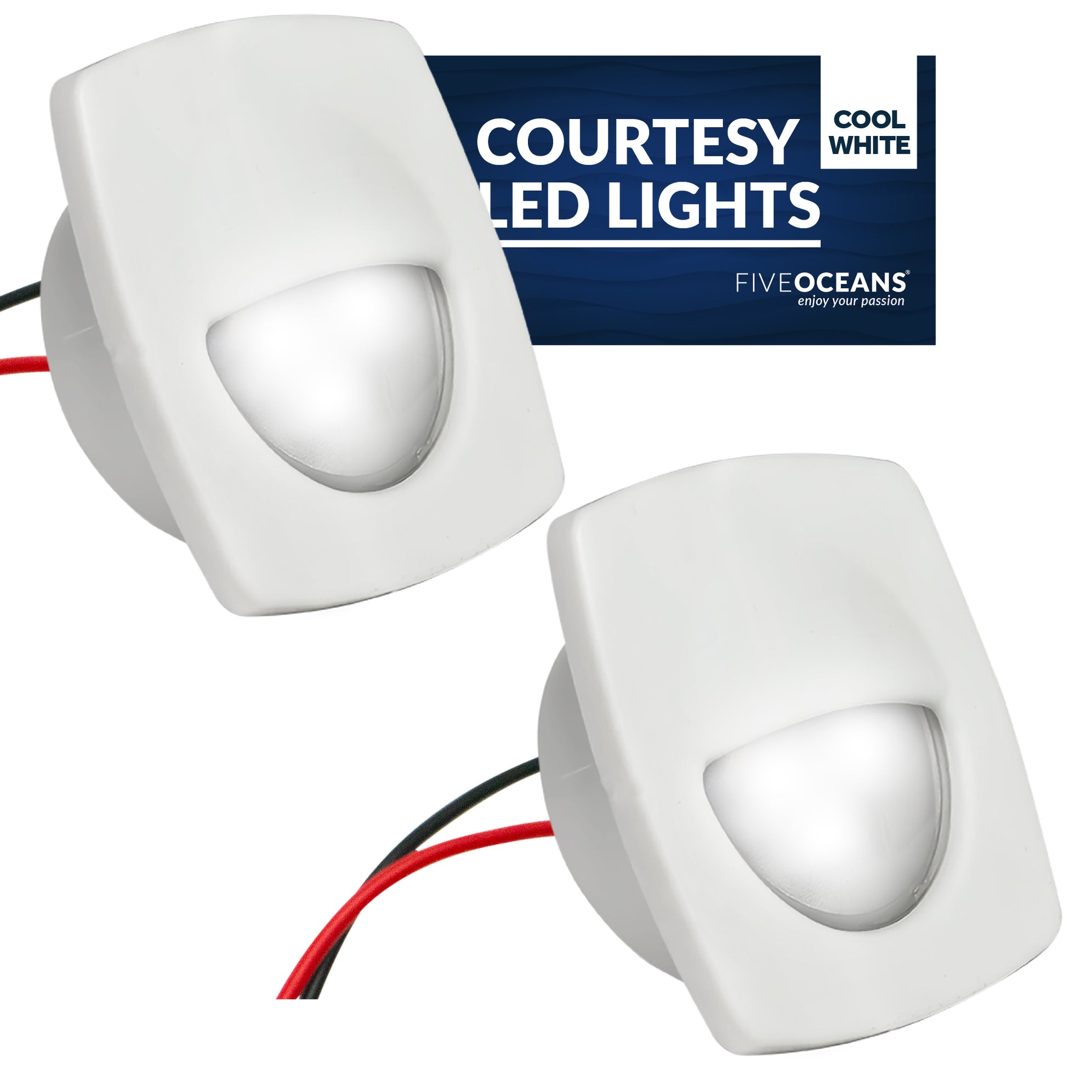 LED Courtesy Companion Way Light, White Square, Cool White, 2-Pack - FO2642-M2