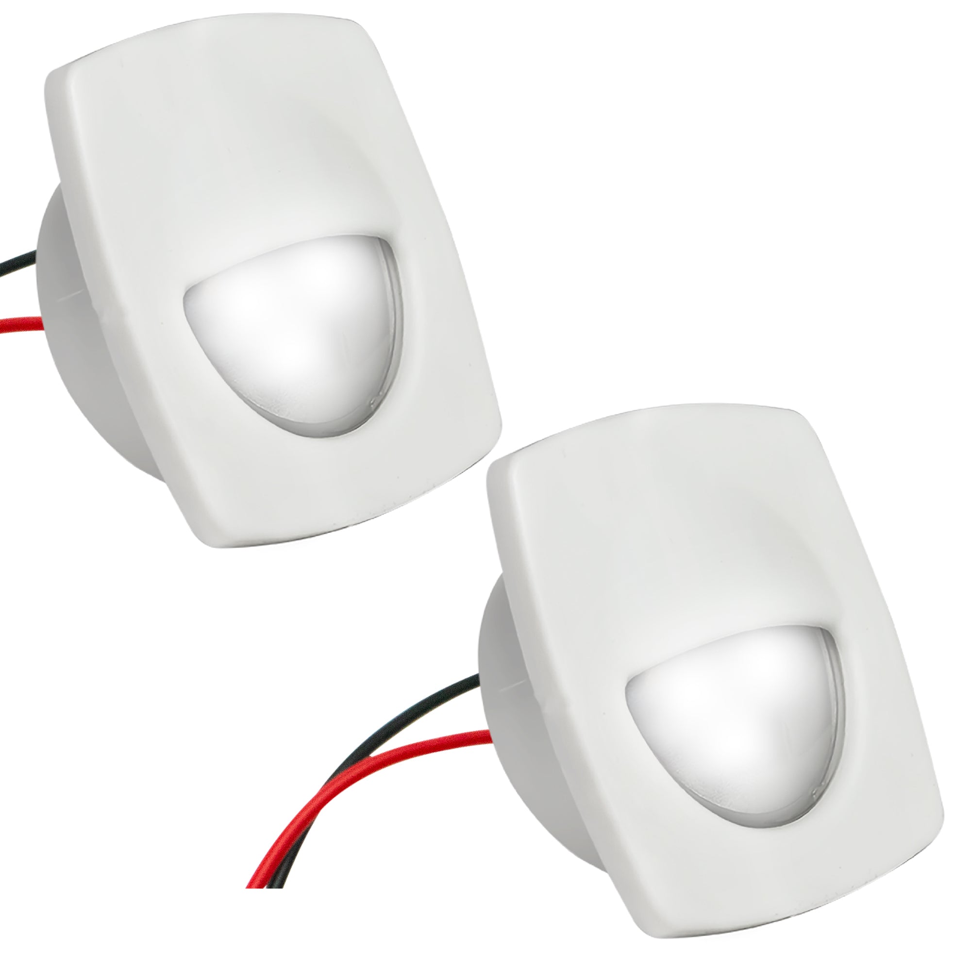 LED Courtesy Companion Way Light, White Square, Cool White, 2-Pack - FO2642-M2 - Five Oceans