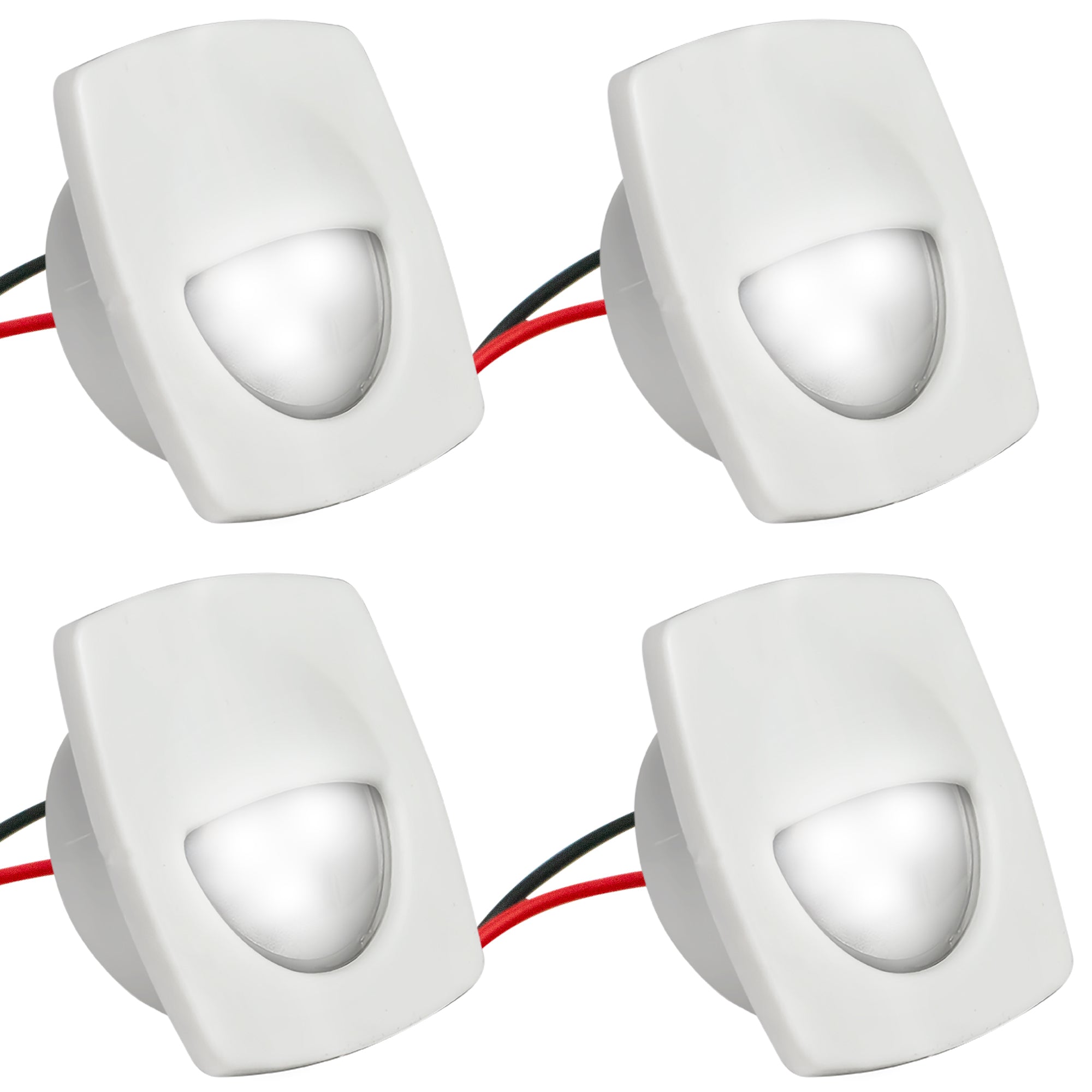 LED Courtesy Companion Way Light, White Square, Cool White, 4-Pack - FO2642-M4 - Five Oceans