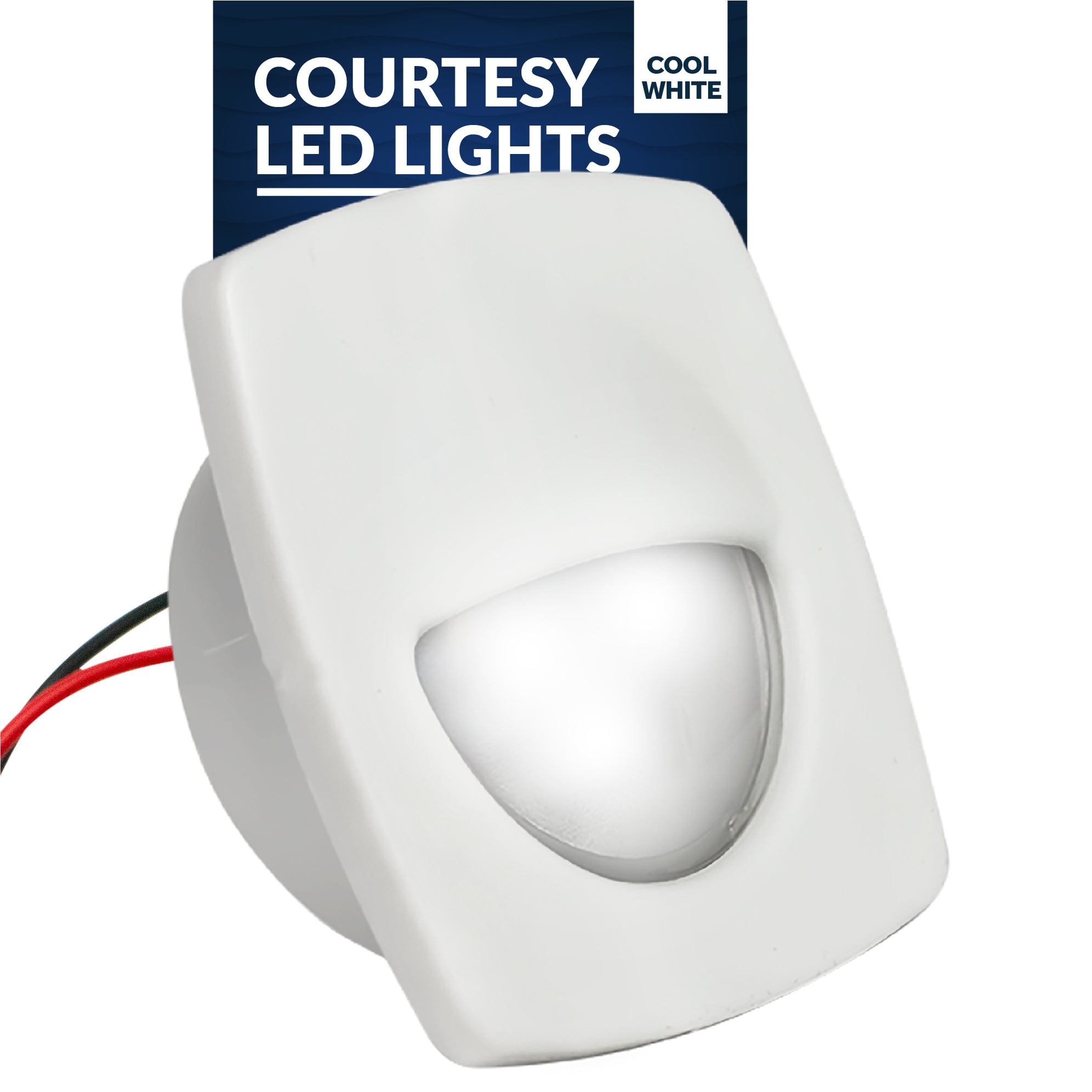 LED Courtesy Companion Way Light, White Square, Cool White - FO2642