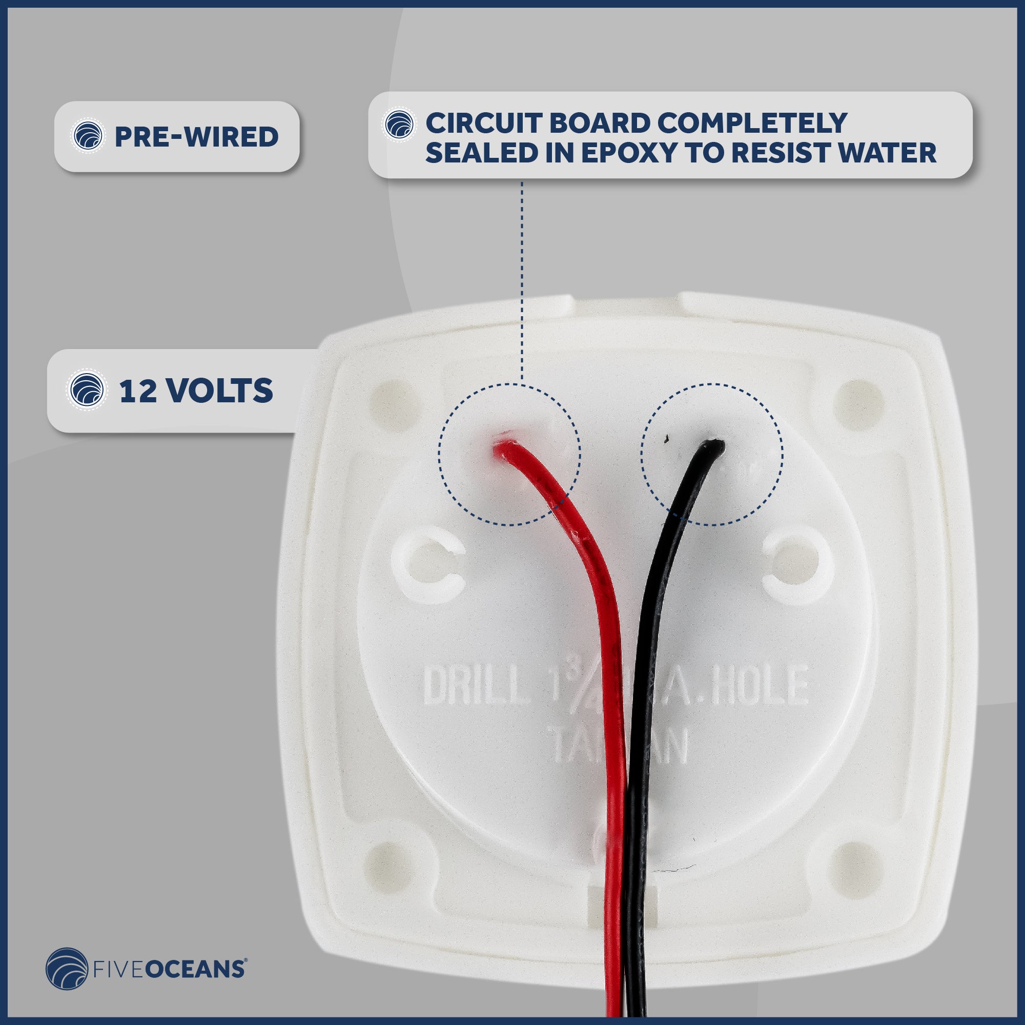 LED Courtesy Companion Way Light, White Square, Cool White - FO2642