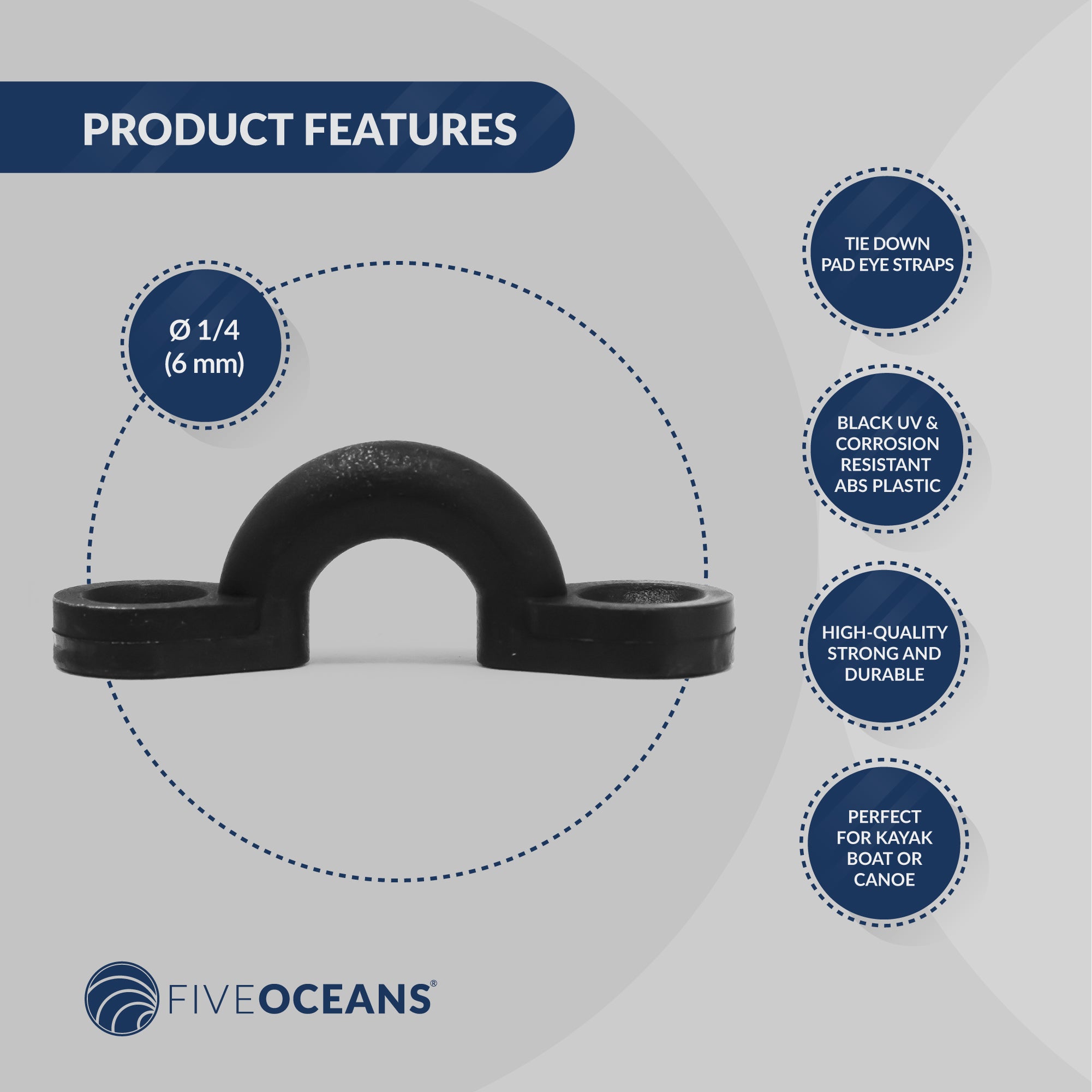 Eye Straps, Nylon Bungee 10-Pack - FO2866 - Five Oceans