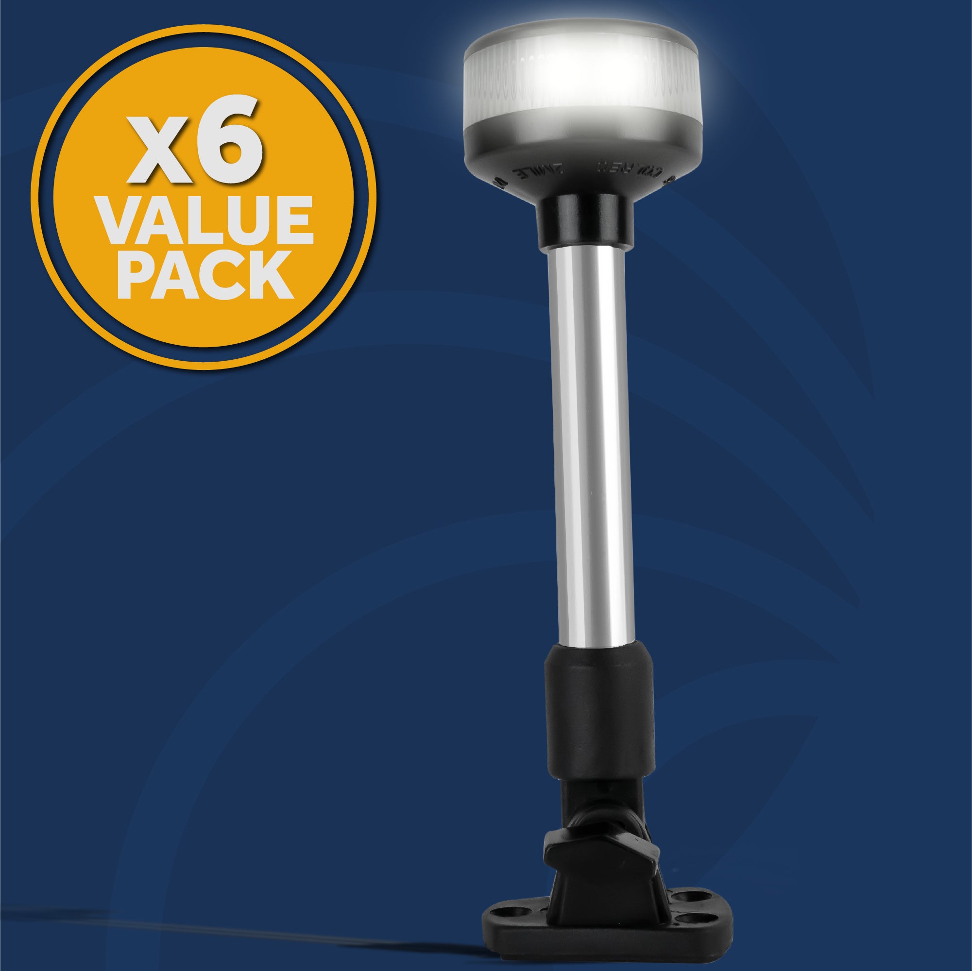 LED Anchor Navigation Light 9", Fold Down, 2NM, 6-Pack - FO2878-M6 - Five Oceans