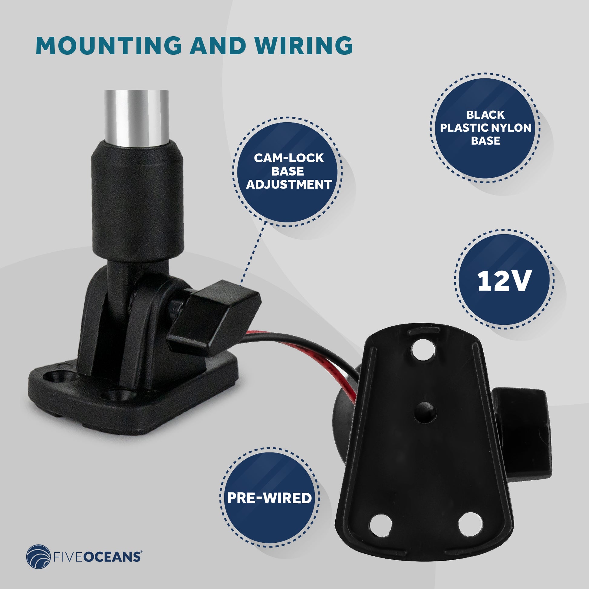 LED Anchor Navigation Light 9", Fold Down, 2NM, 6-Pack - FO2878-M6 - Five Oceans