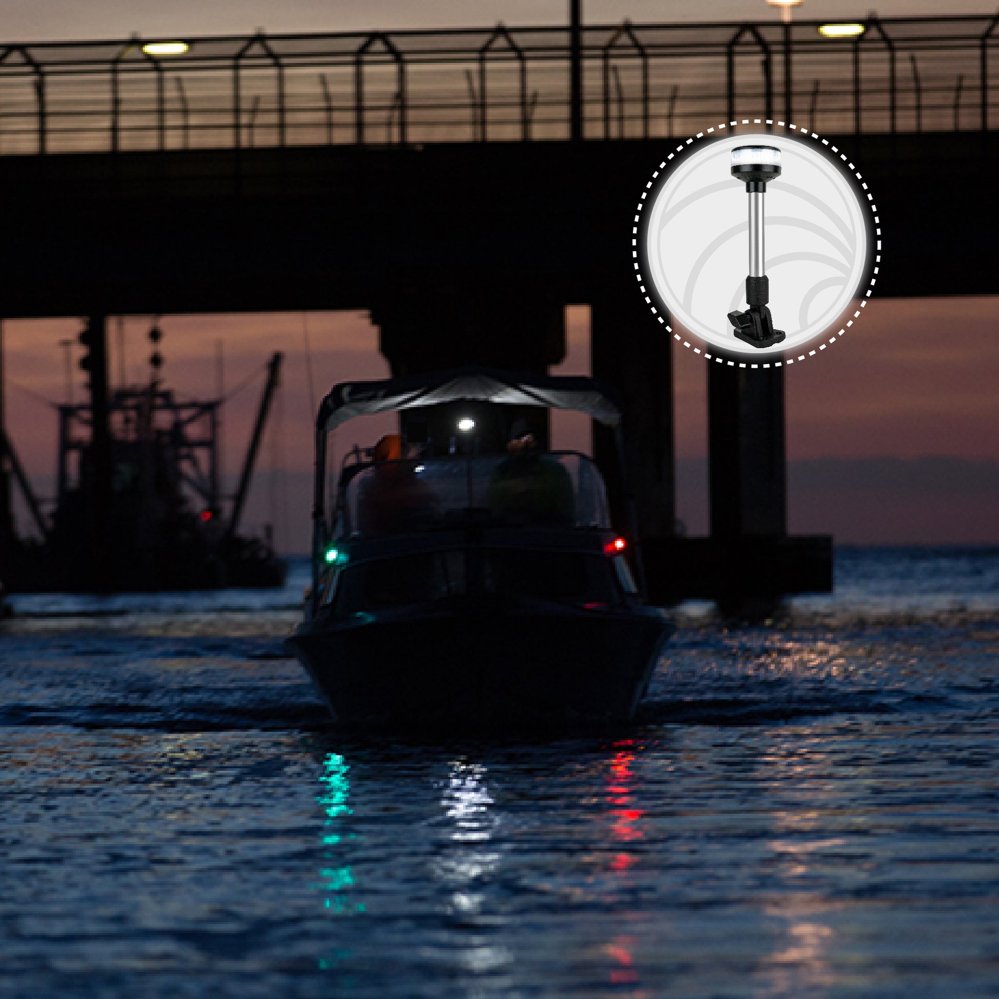 LED Anchor Navigation Light 9", Fold Down, 2NM, 6-Pack - FO2878-M6 - Five Oceans