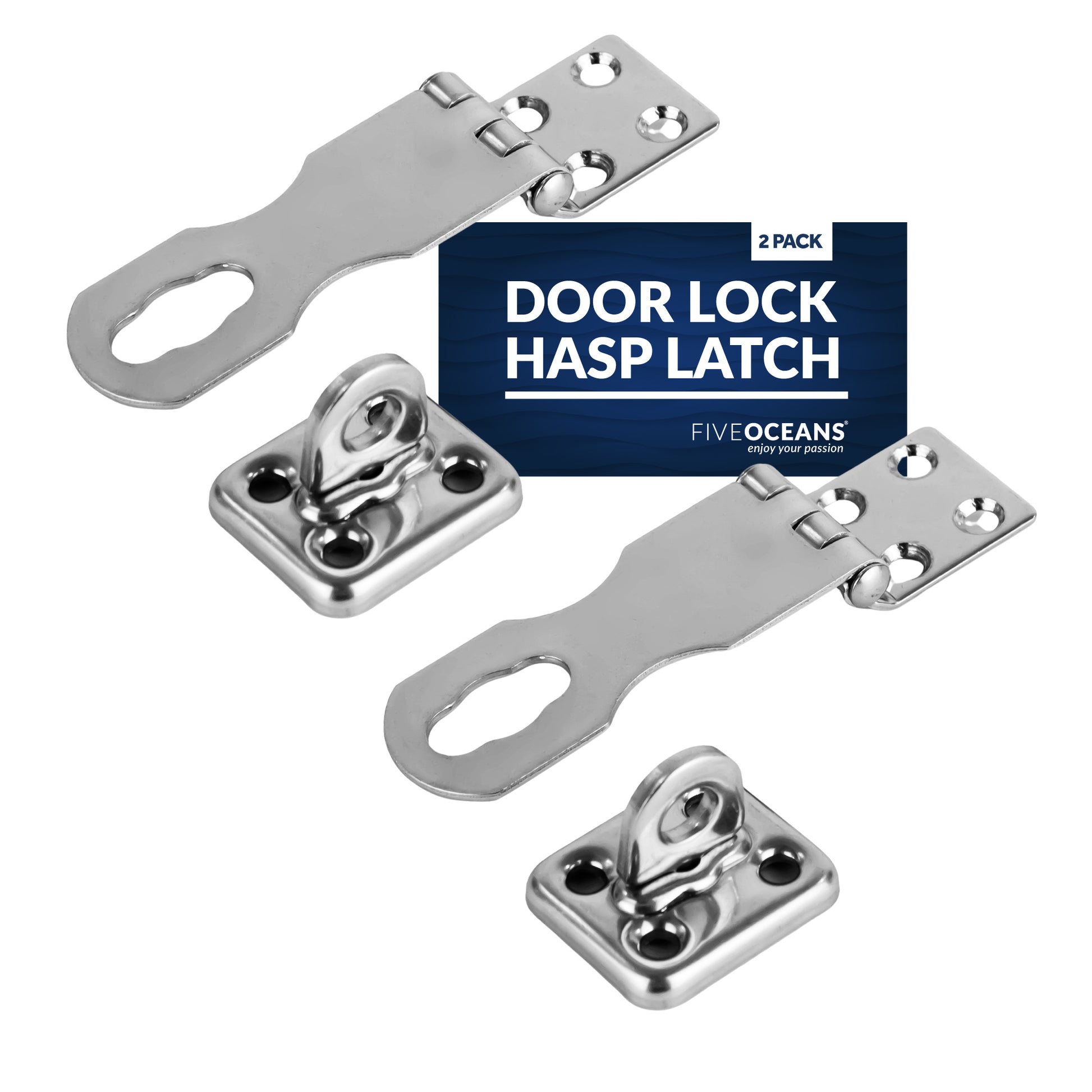 Door Lock Hasp Latch, Stainless Steel, 2-Pack - FO2883-M2 - Five Oceans
